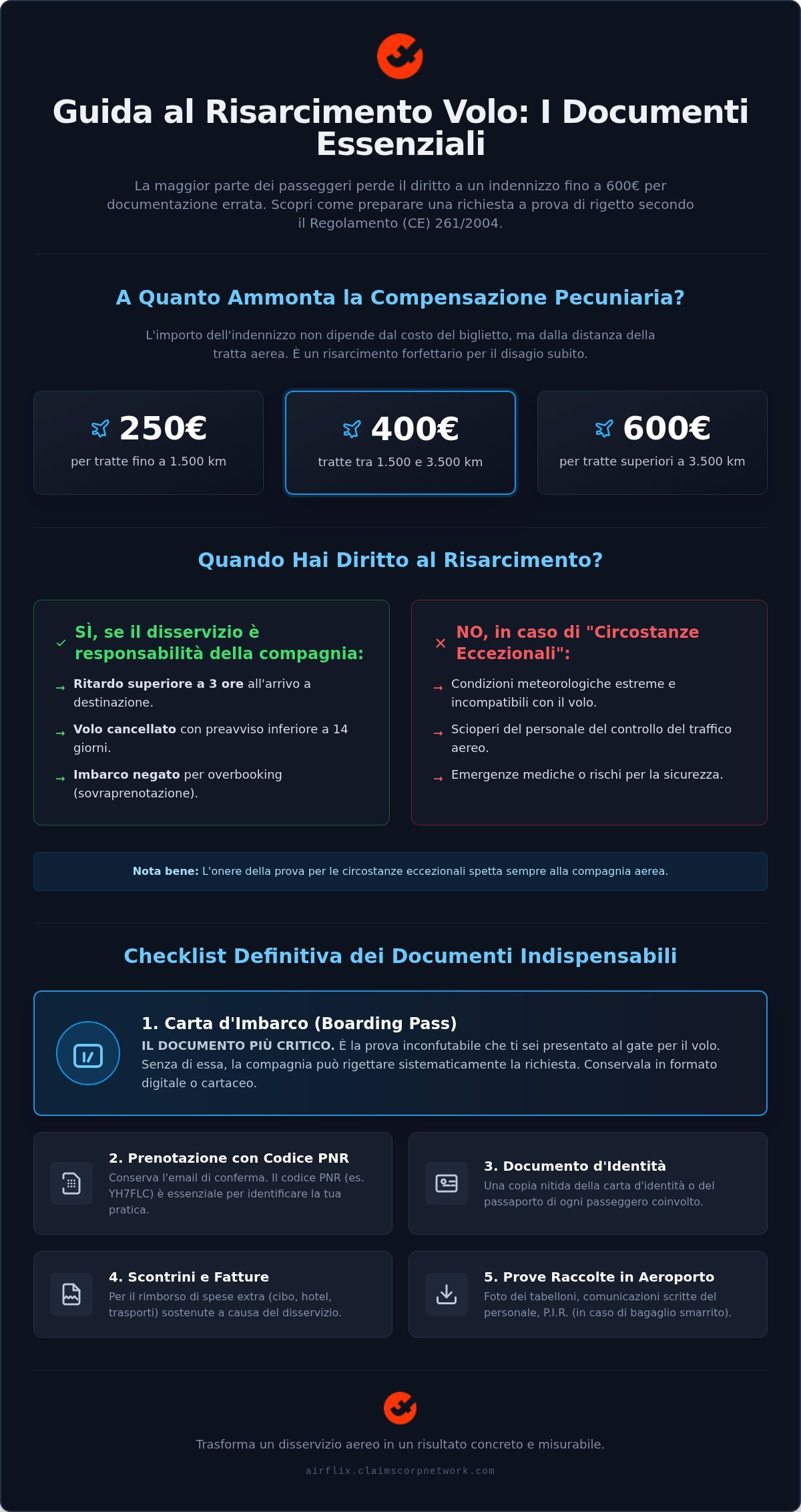 Documenti per risarcimento volo