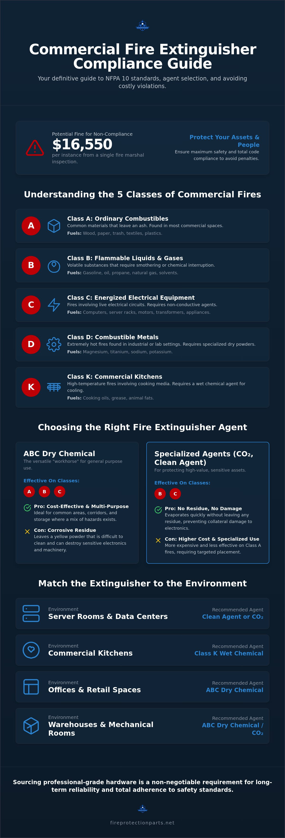 Commercial fire extinguisher types