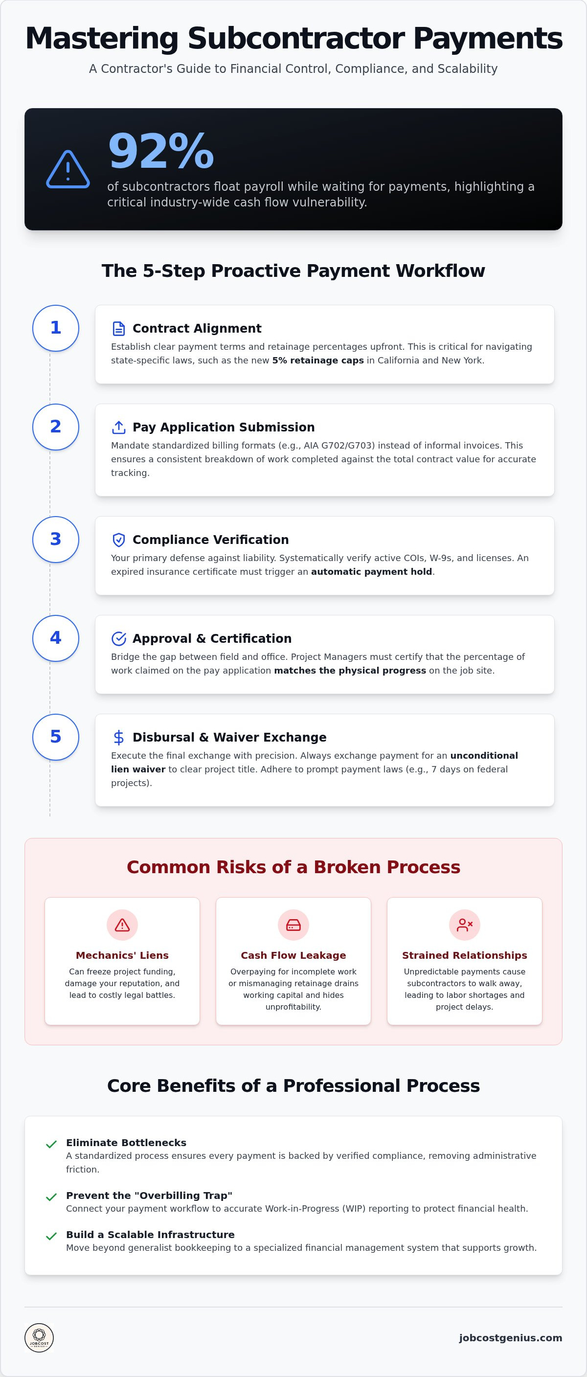 Subcontractor payment management process