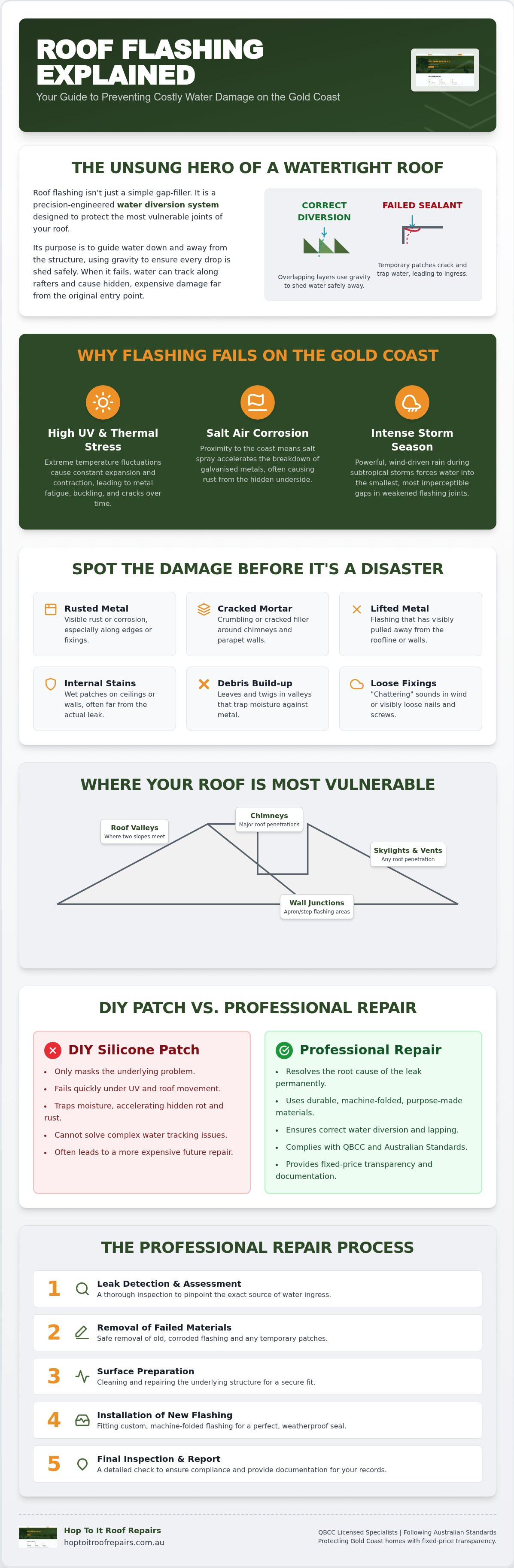 Roof flashing repair Gold Coast
