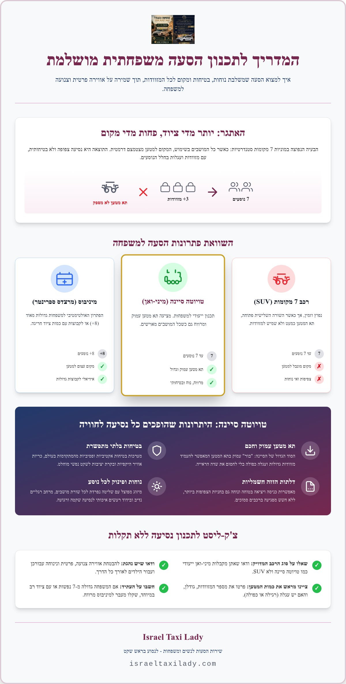 הסעה נוחה למשפחה עם מזוודות