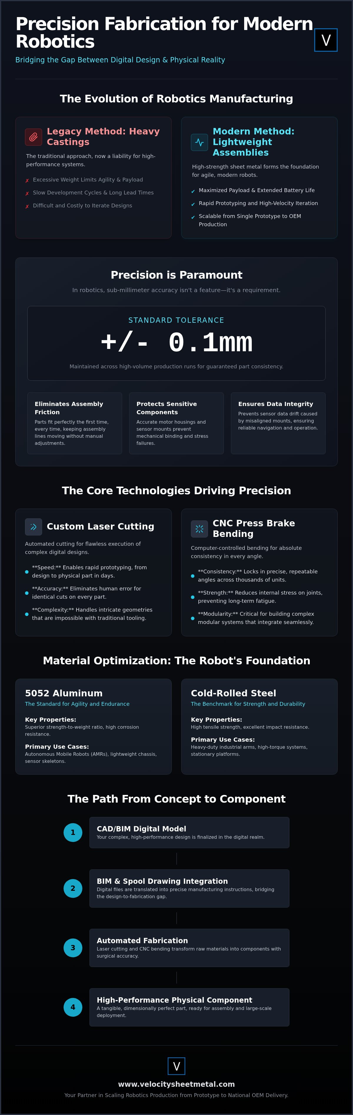 Sheet metal fabrication for robotics