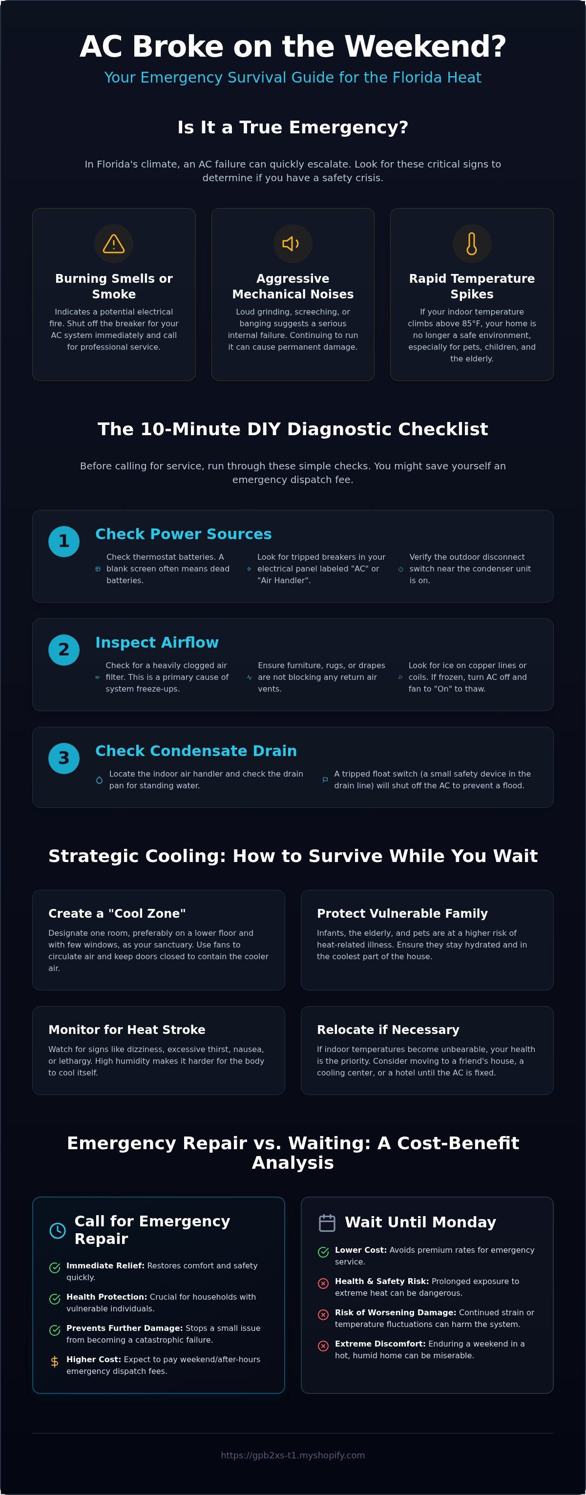 What to do if ac breaks on weekend