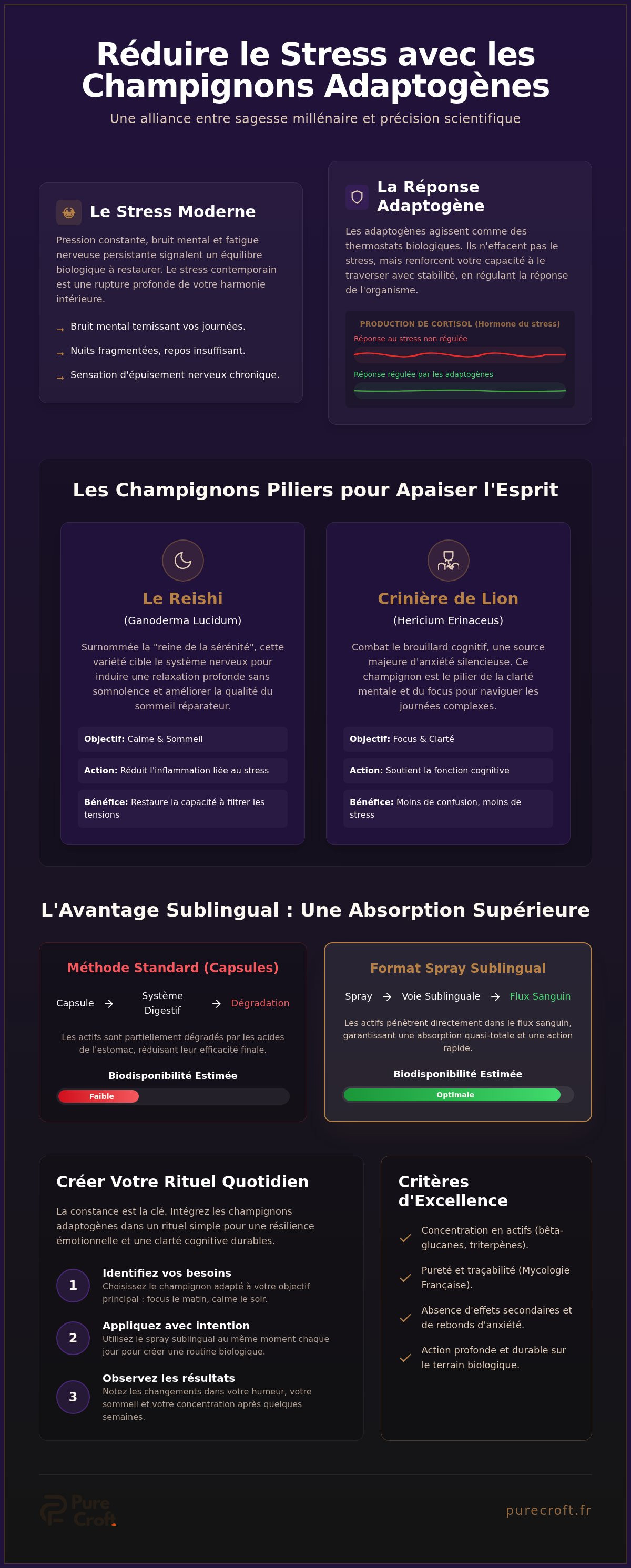 Réduire stress avec champignons