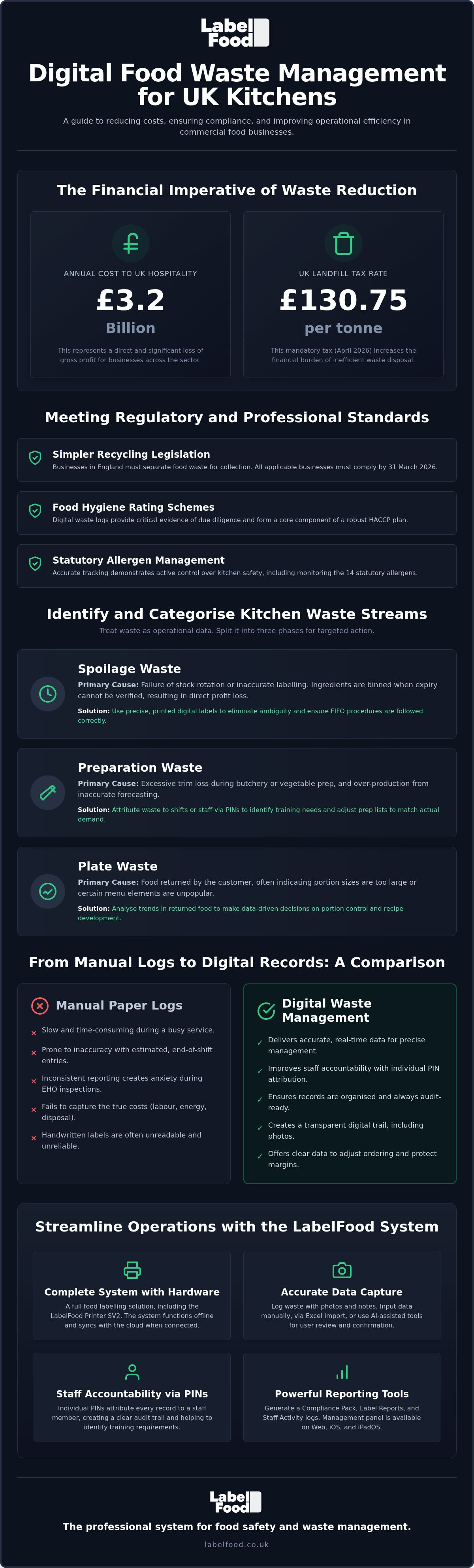 Food waste management for kitchens
