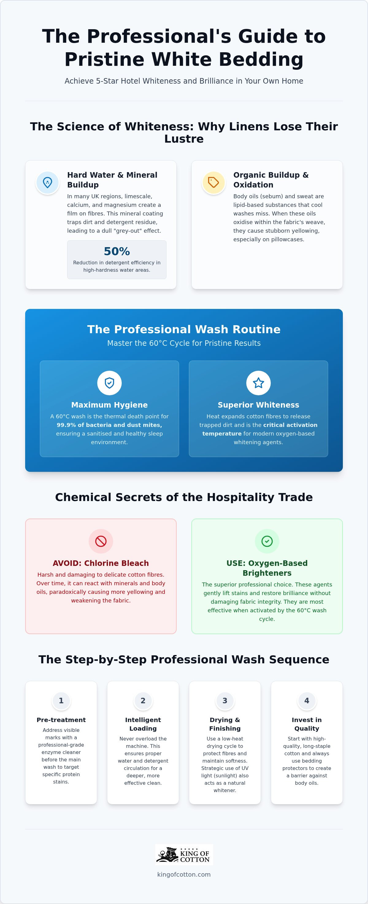 How to keep white hotel bedding white