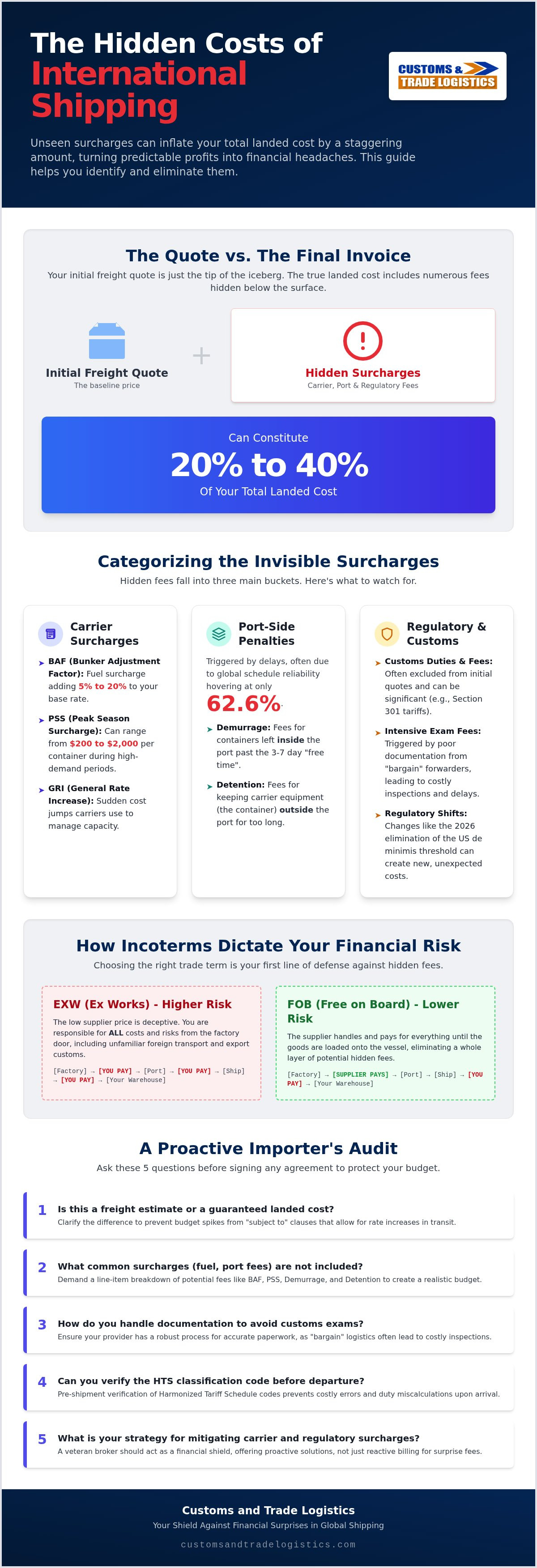 Hidden fees in international shipping