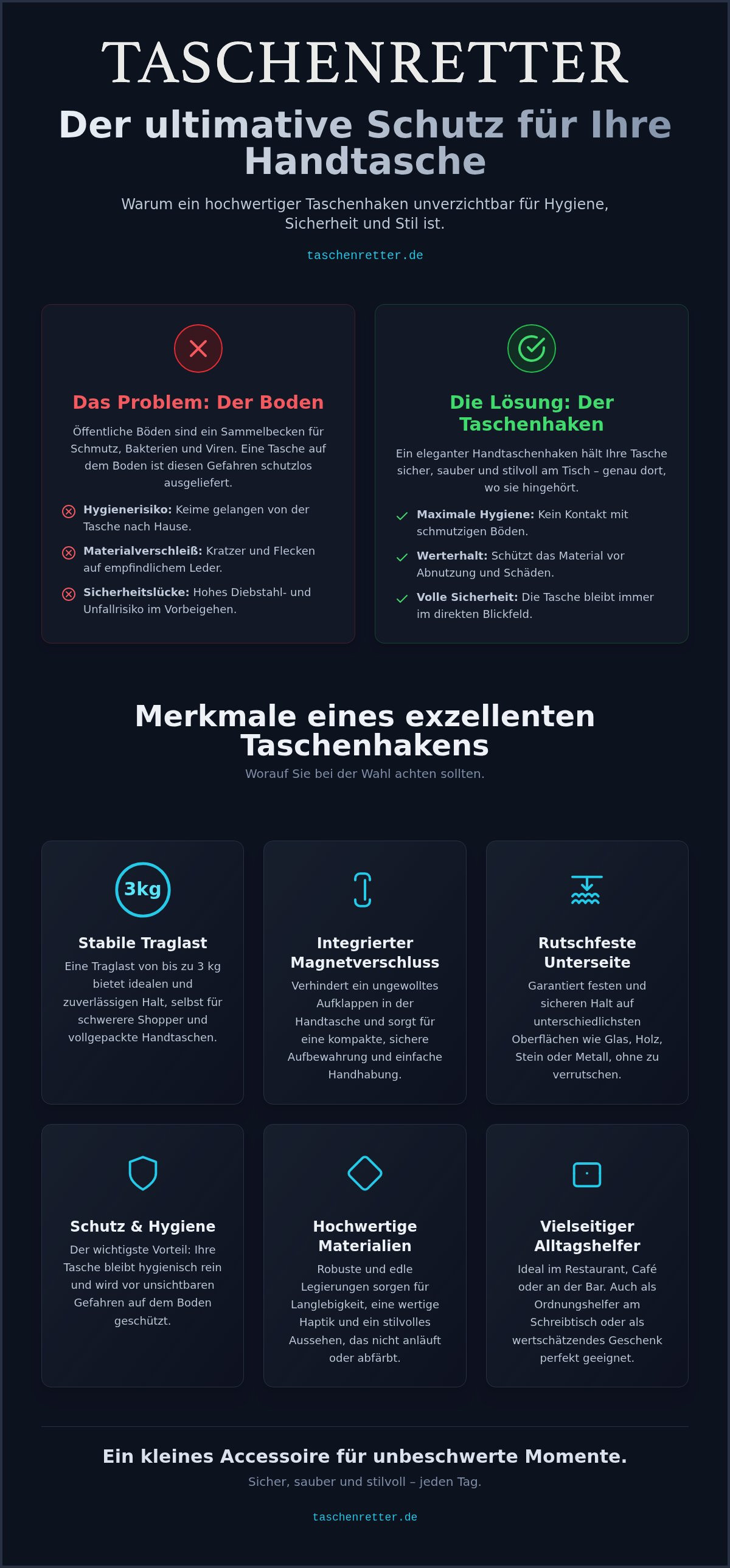 Handtaschenhaken für unterwegs