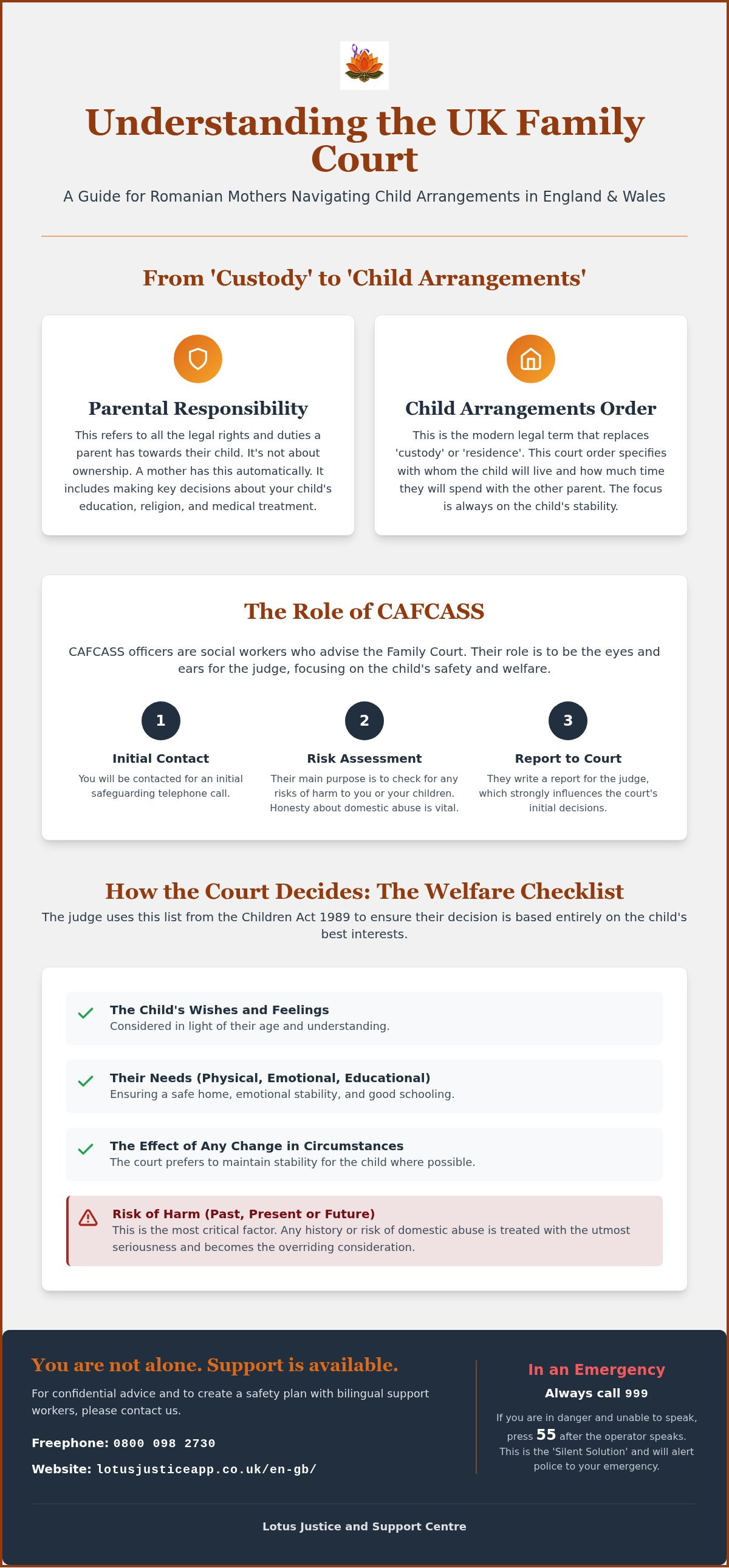 Child custody family court UK Romanian mother