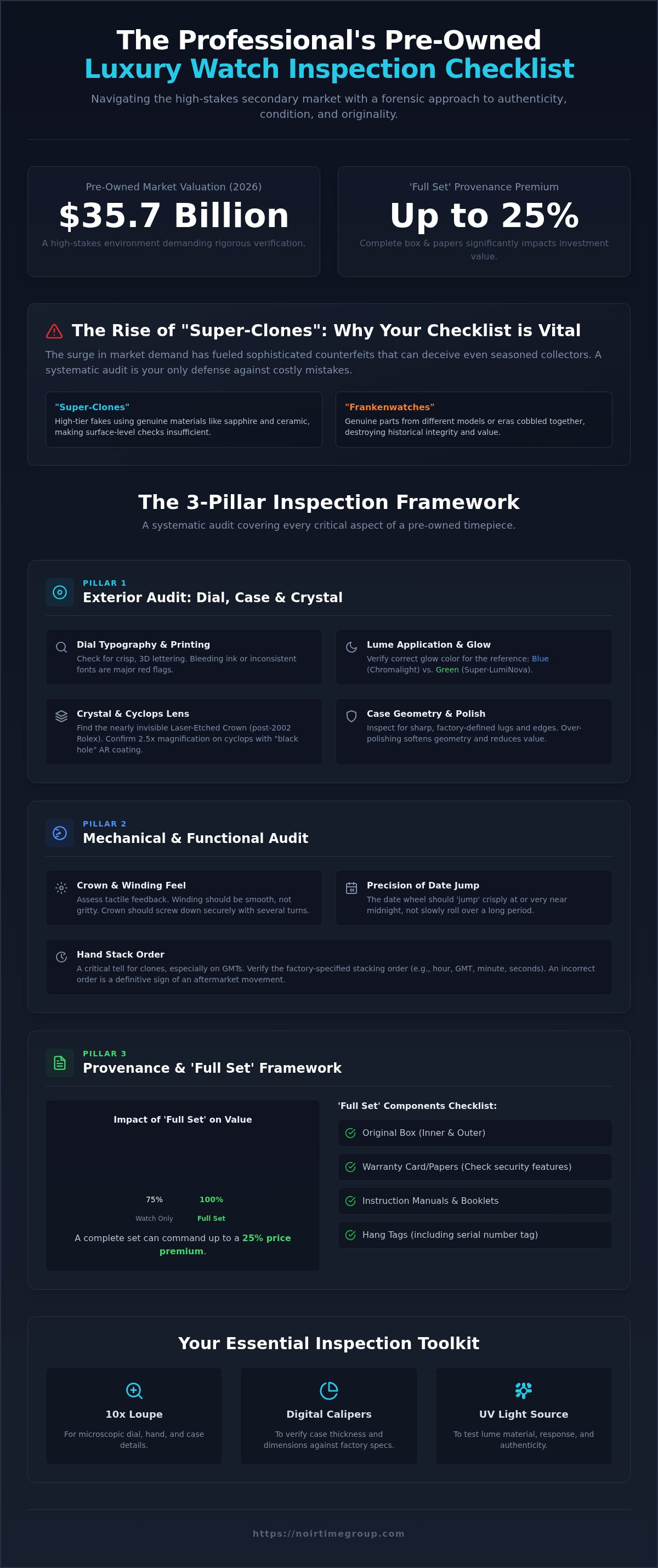 Pre-owned watch inspection checklist