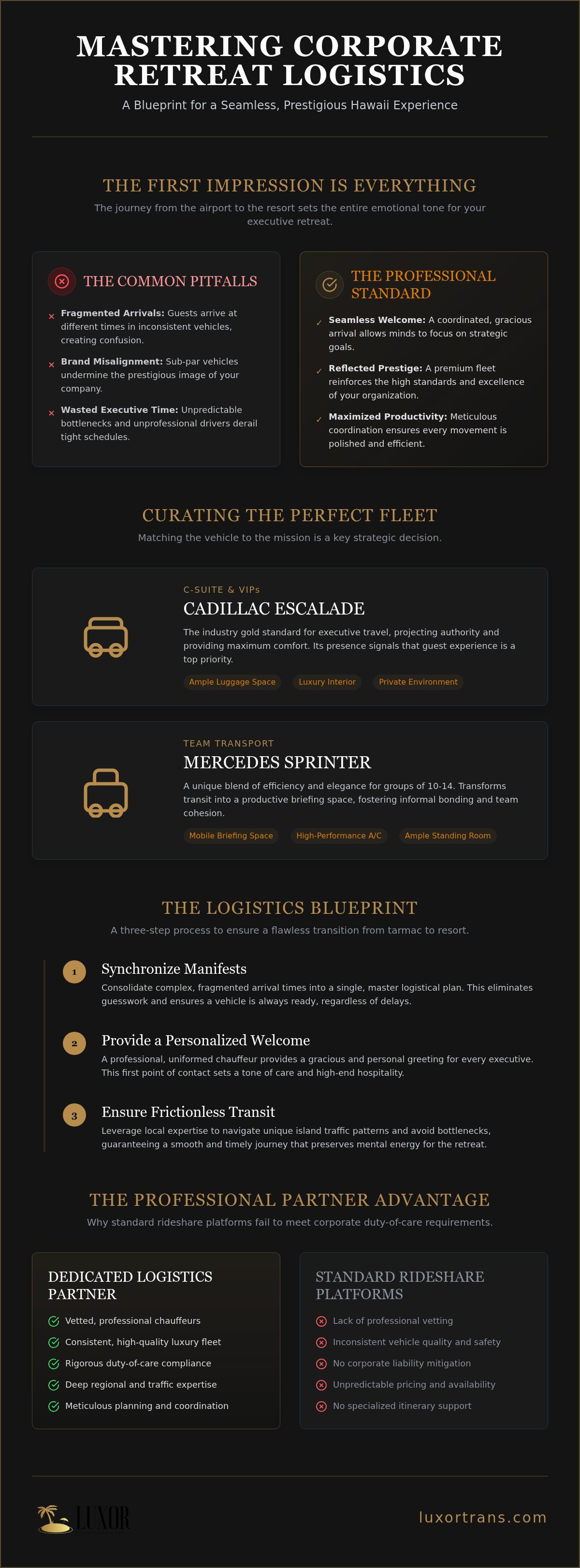 Hawaii corporate retreat transportation logistics