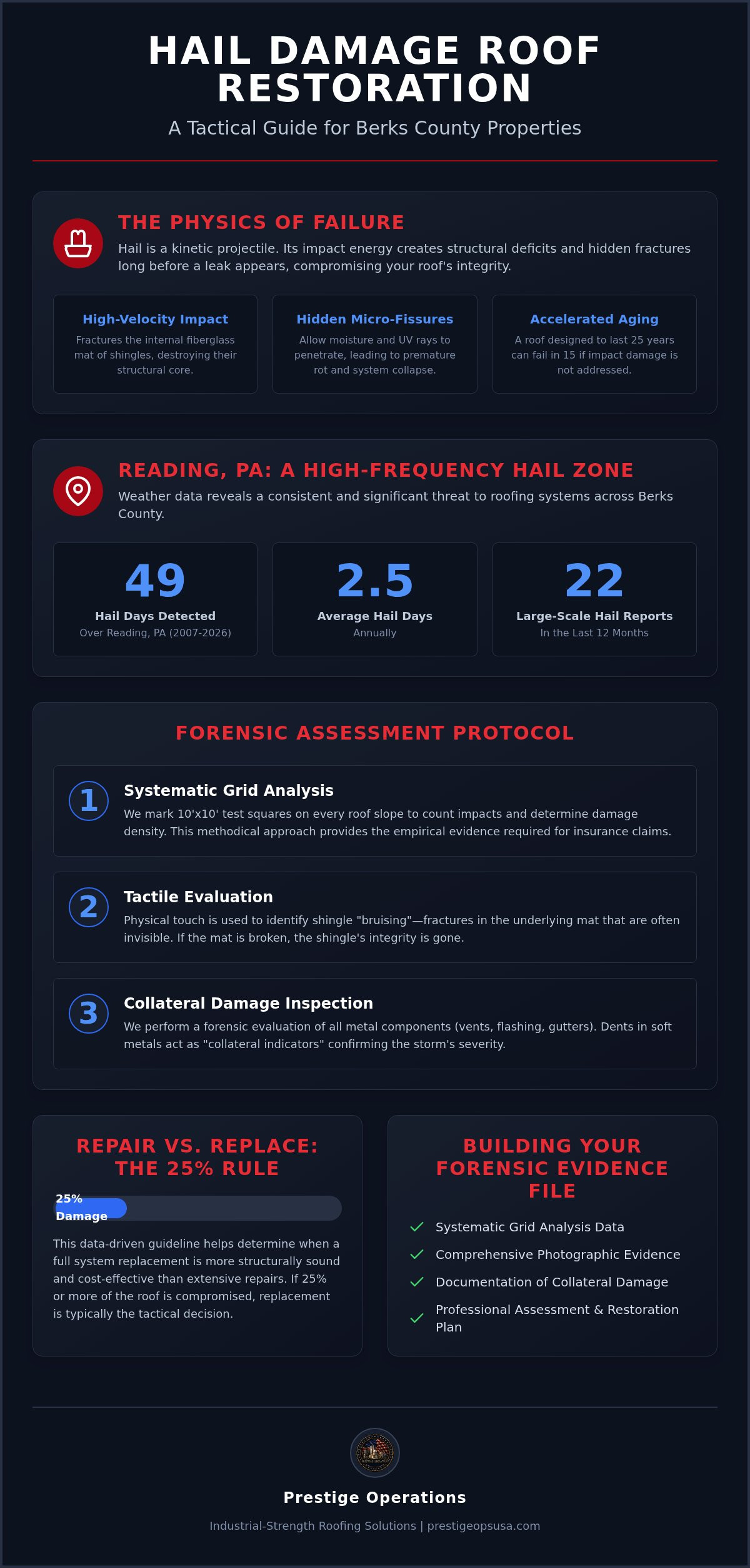 Hail damage roof repair Reading PA