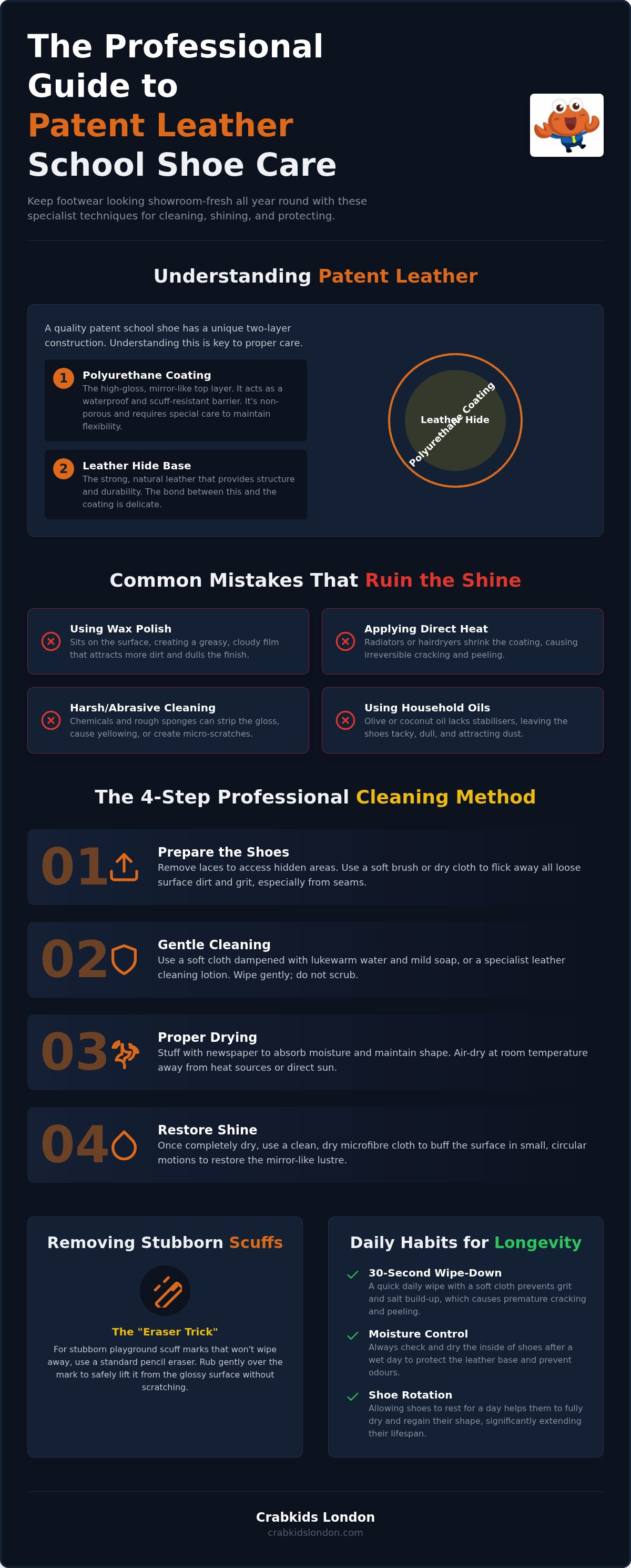 How to clean patent leather school shoes