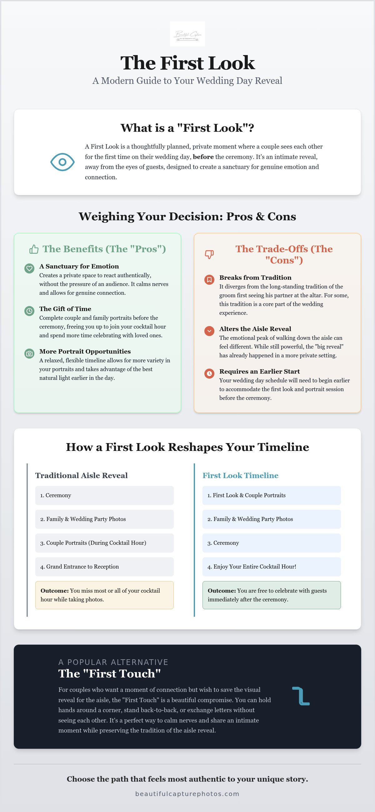 First look wedding photos pros and cons