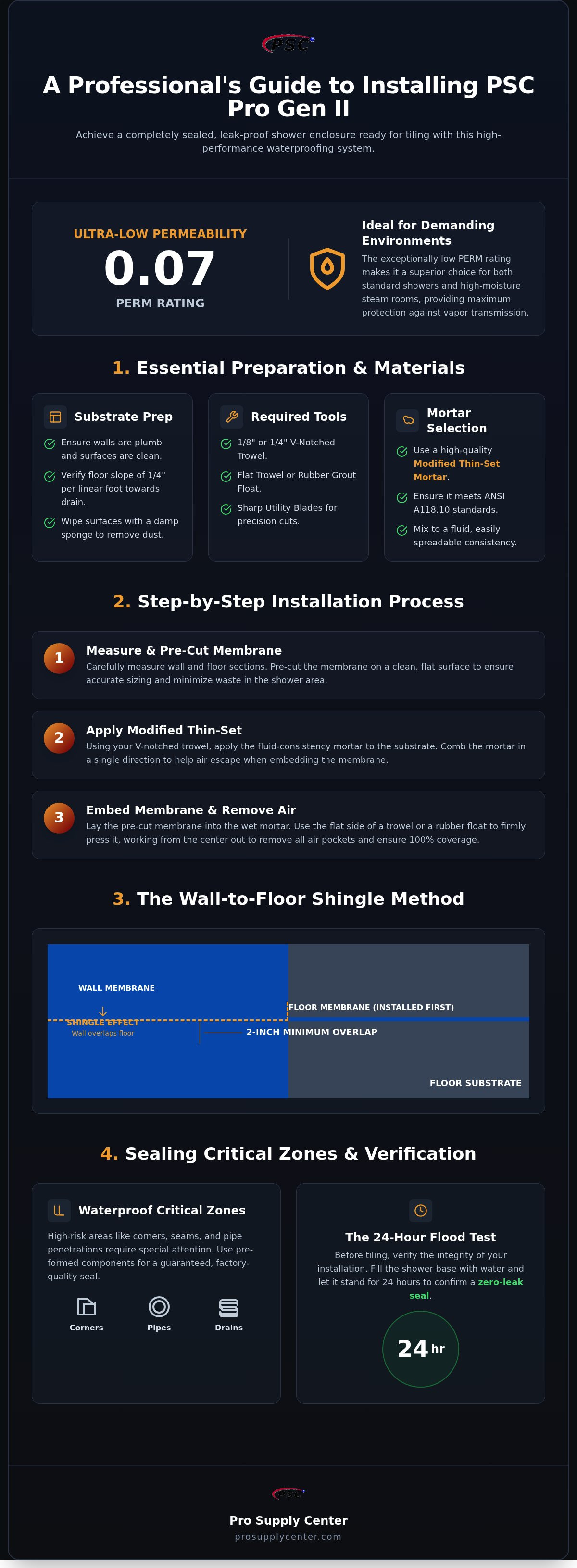 How to install PSC Pro Gen II waterproofing membrane