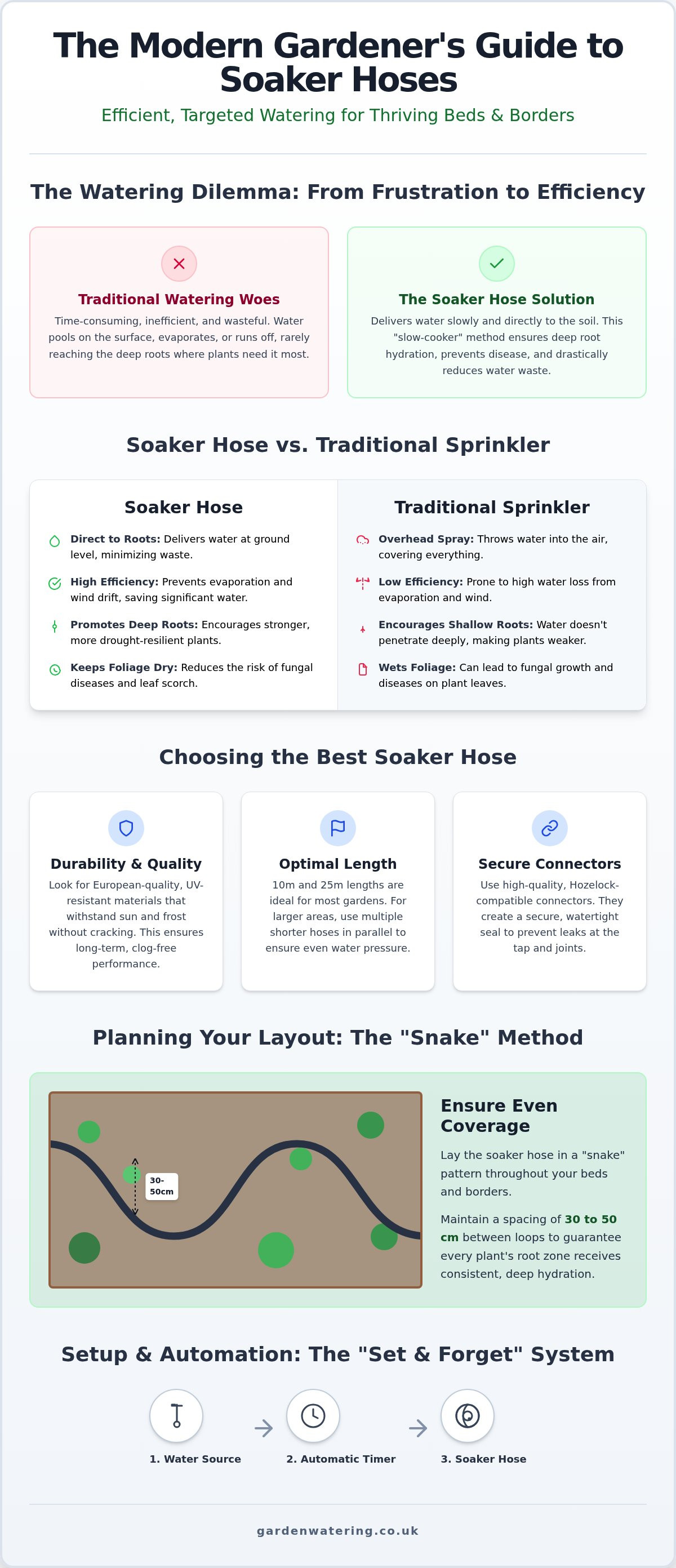 Garden soaker hoses | efficient, targeted watering for beds & borders