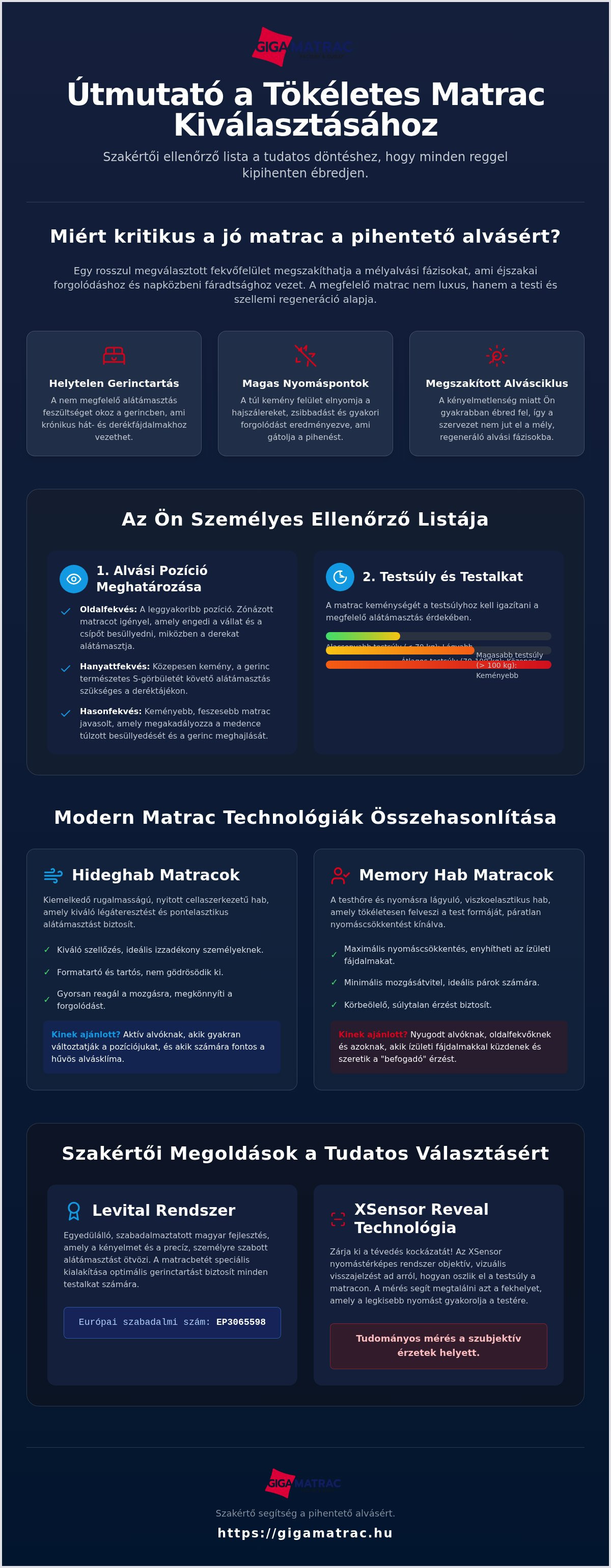 Pihentető alvás matrac