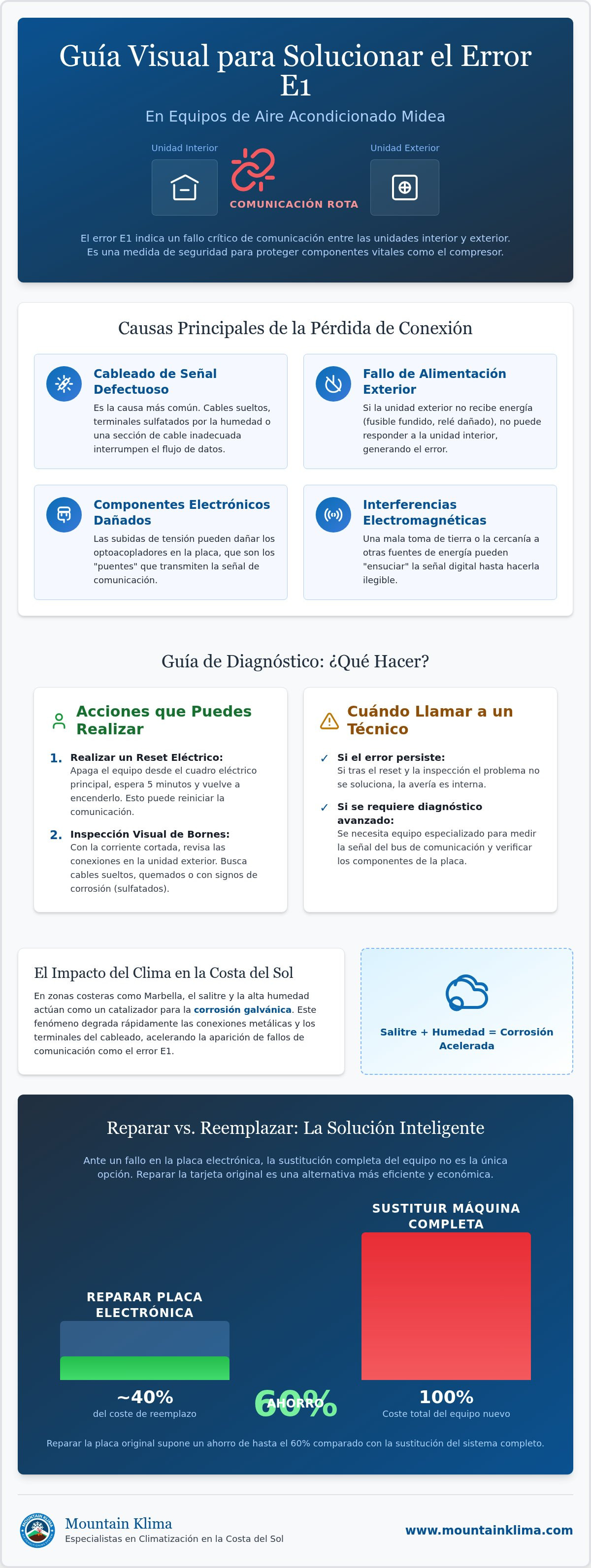 Como solucionar error E1 en maquinas Midea
