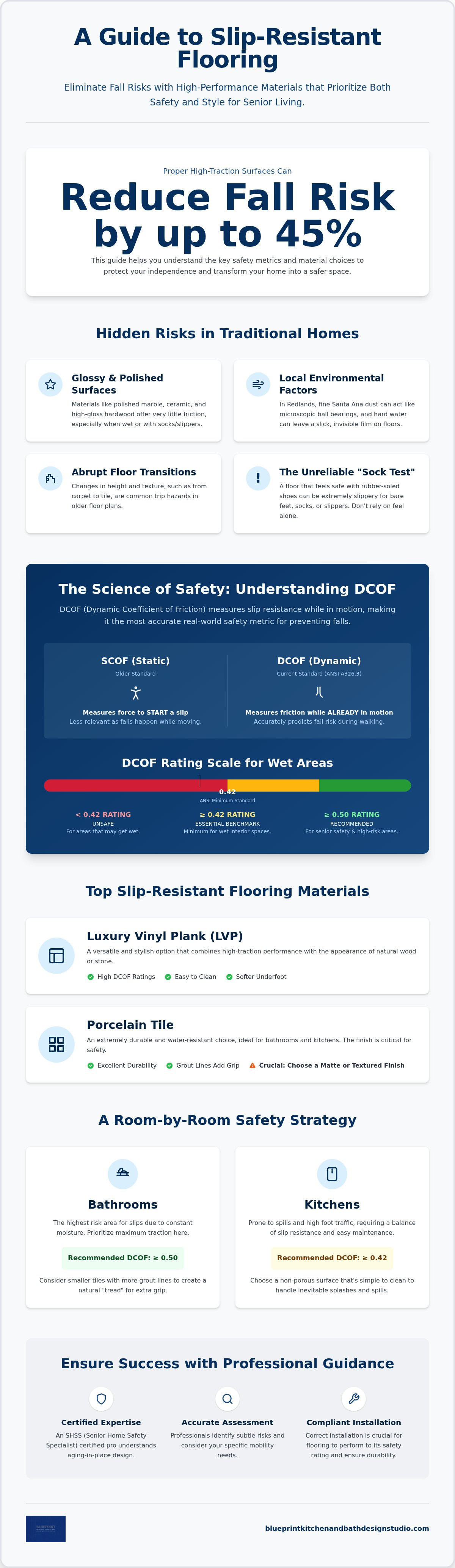Slip resistant flooring for seniors Redlands