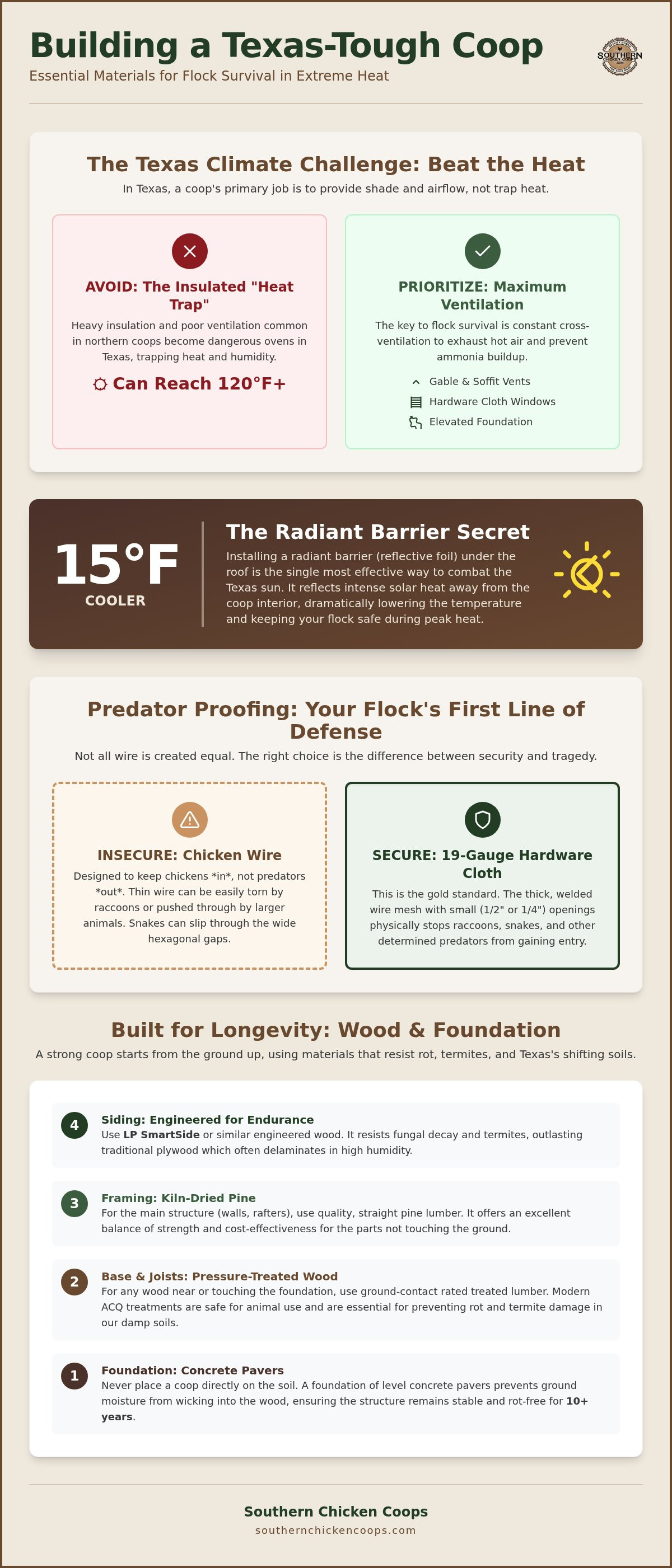Best materials for a chicken coop in Texas