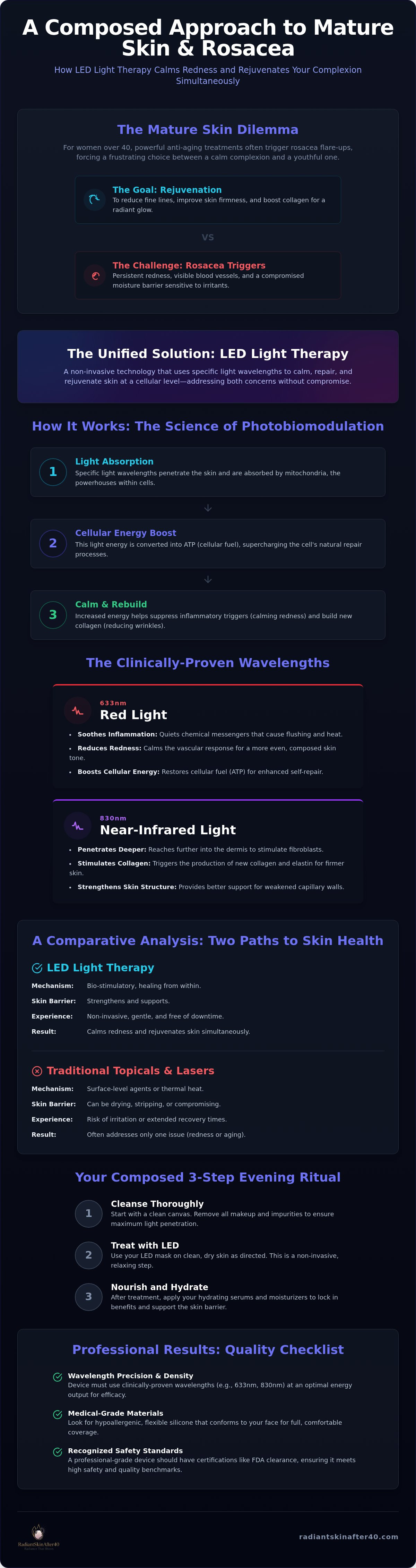 Led light therapy for rosacea mature skin