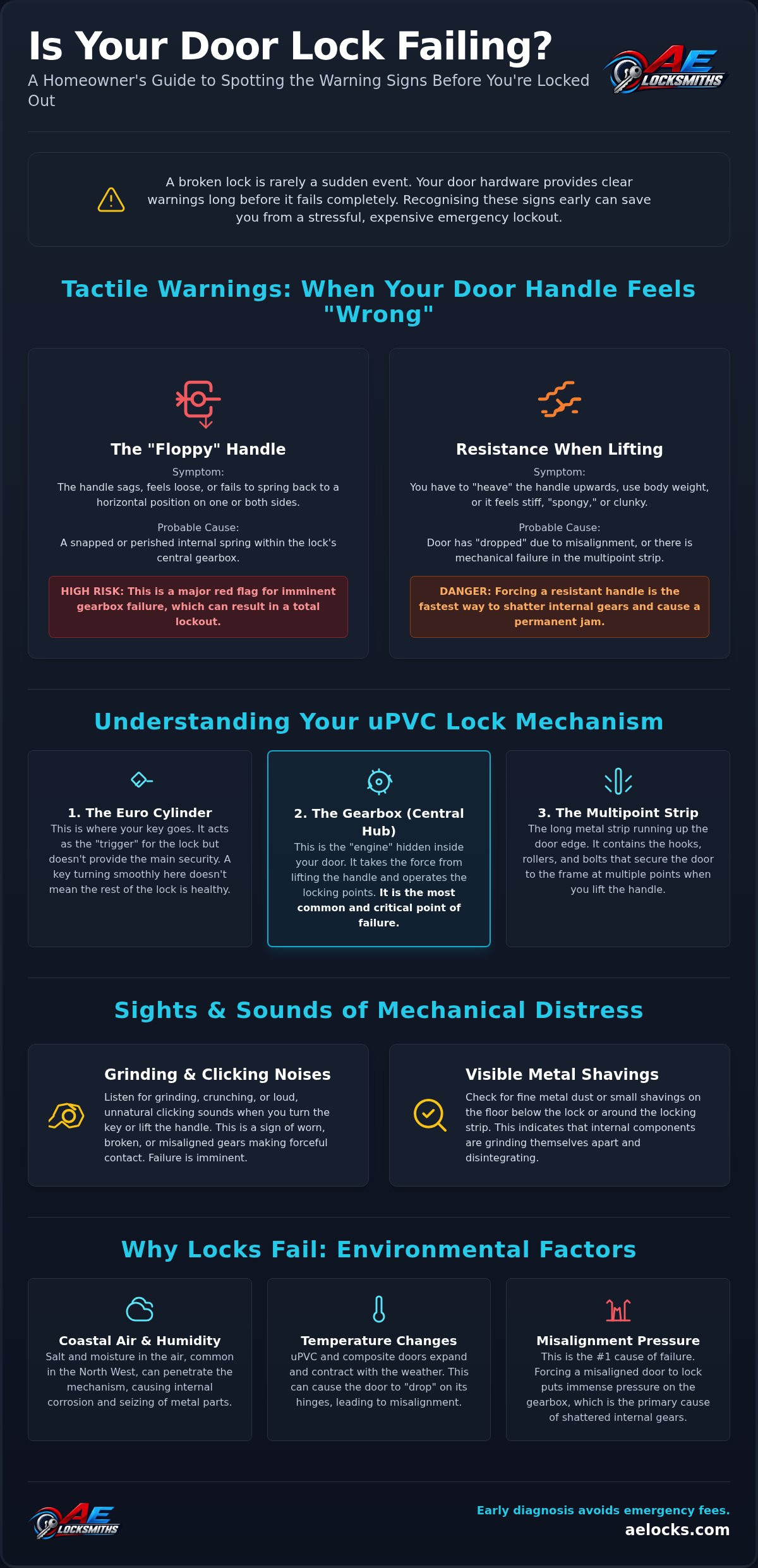 Signs of failing door lock mechanism