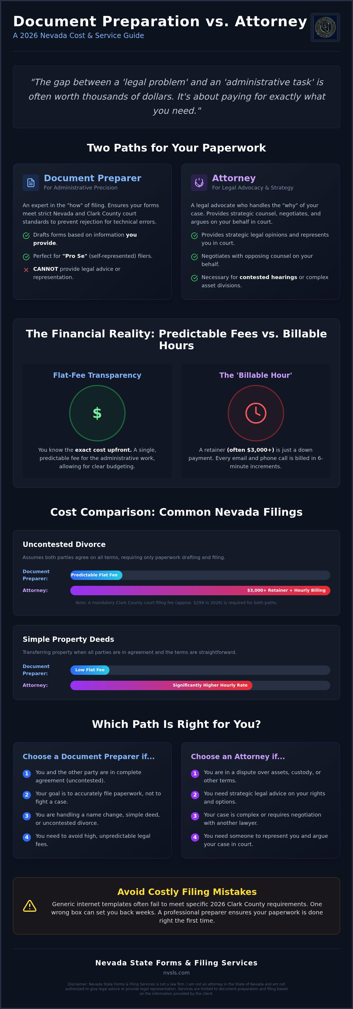 Document preparation service vs attorney cost