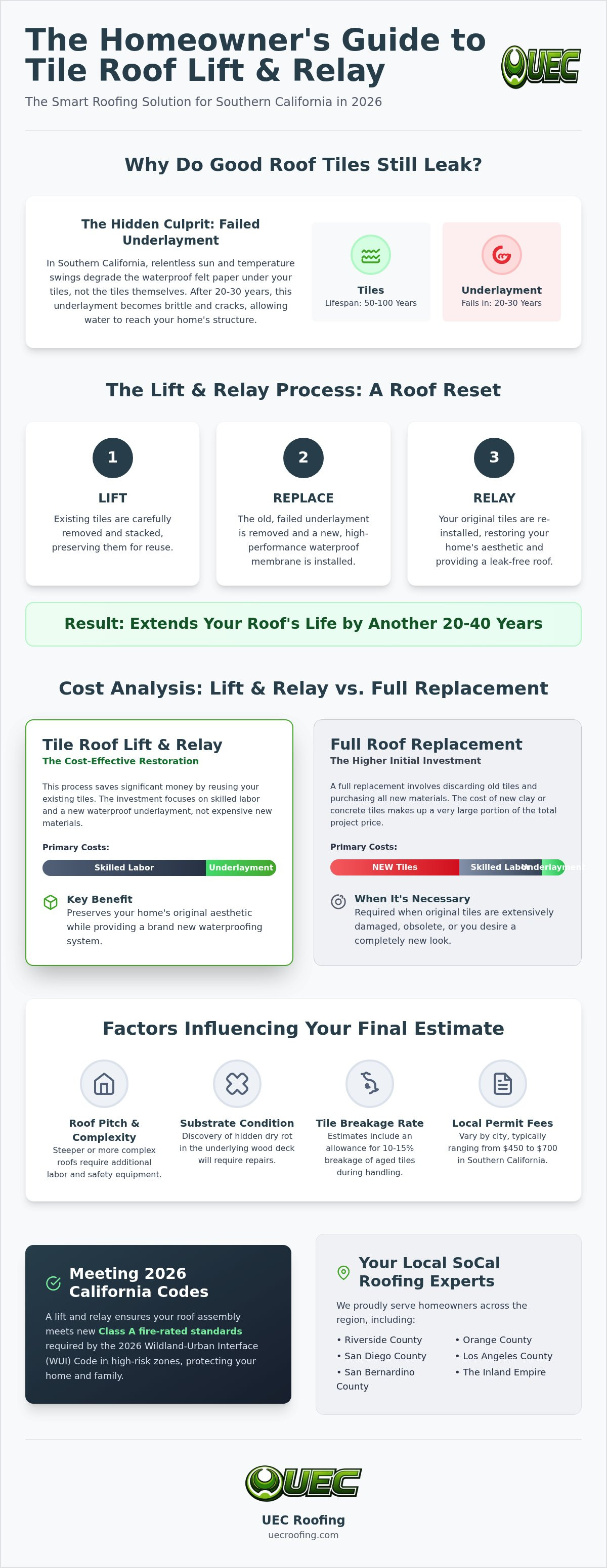Tile roof lift and relay cost