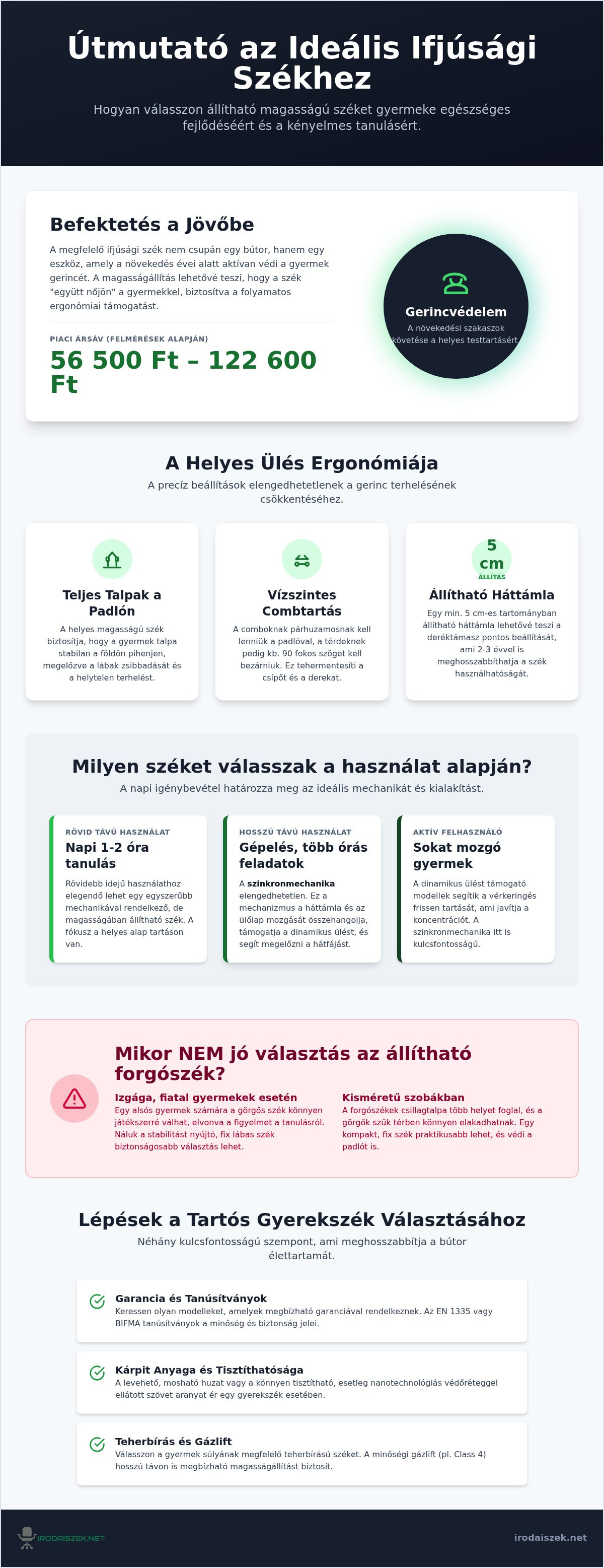 Ifjúsági szék állítható magassággal