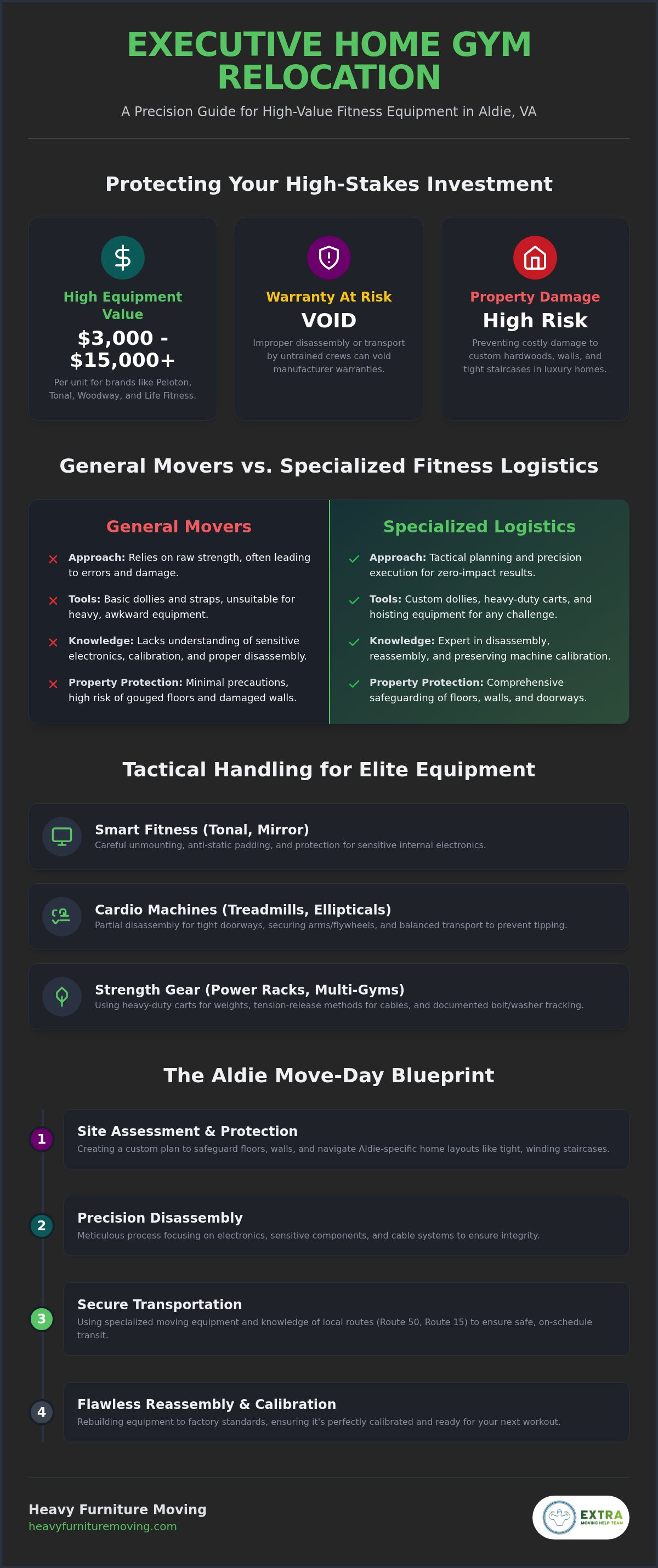 Executive home gym equipment relocation Aldie VA