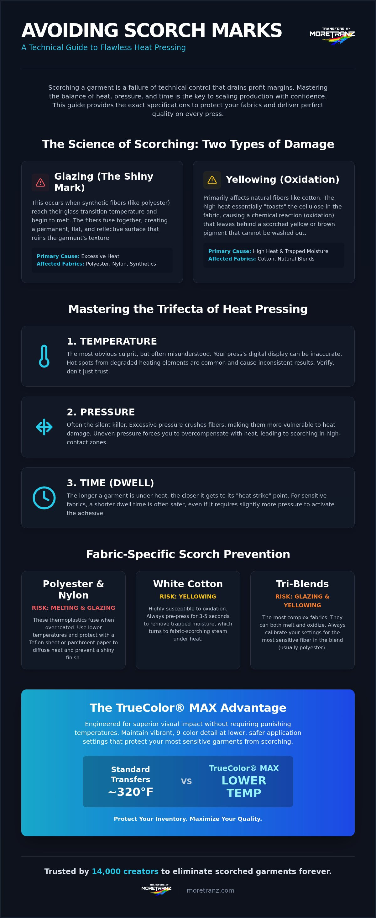 Avoiding scorch marks when heat pressing