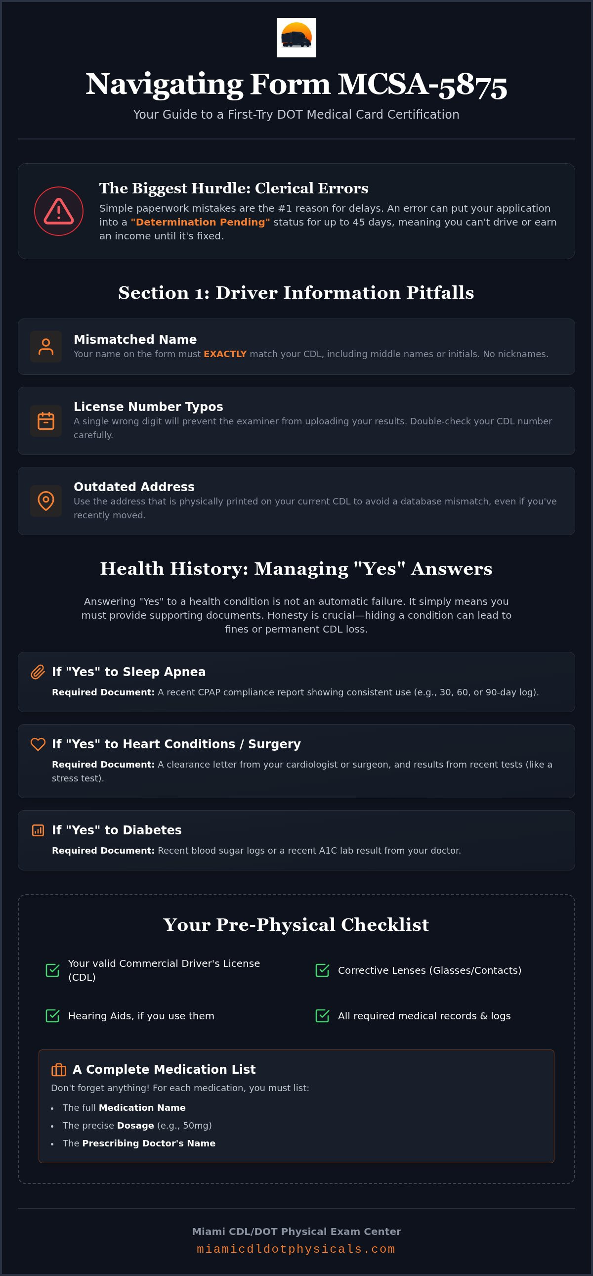 Common mistakes on DOT physical form