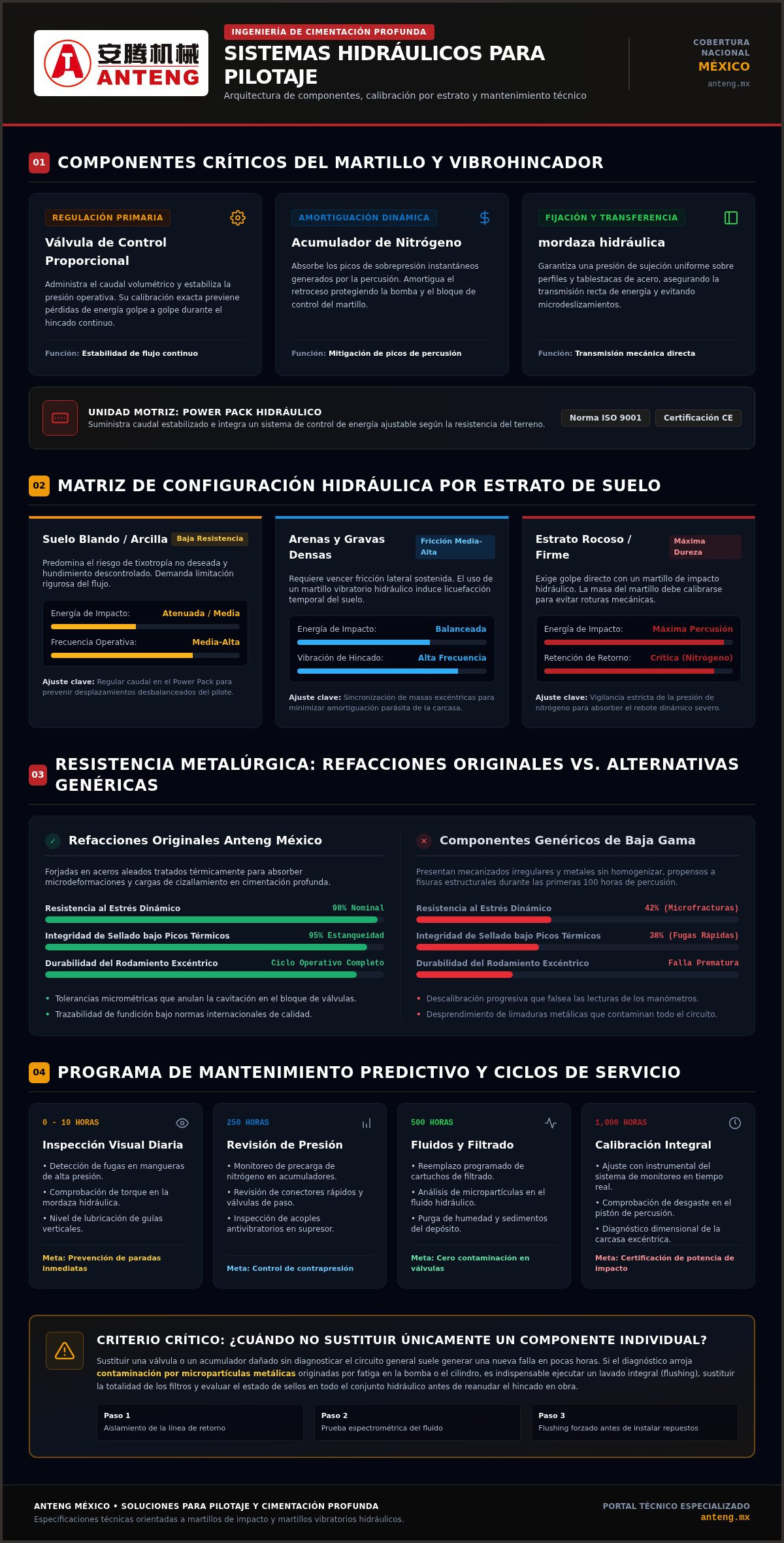 Componentes hidráulicos para martillos de pilotaje
