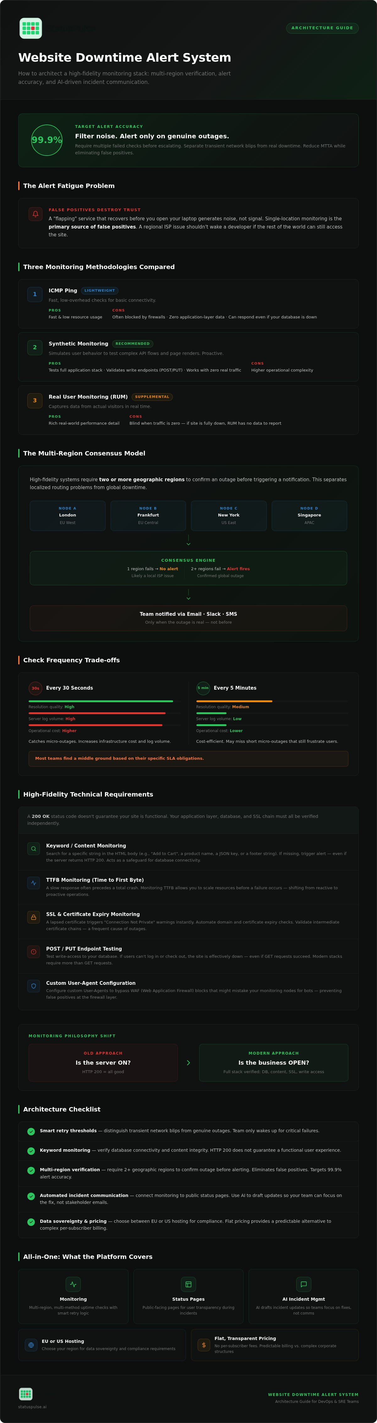 Website downtime alert system