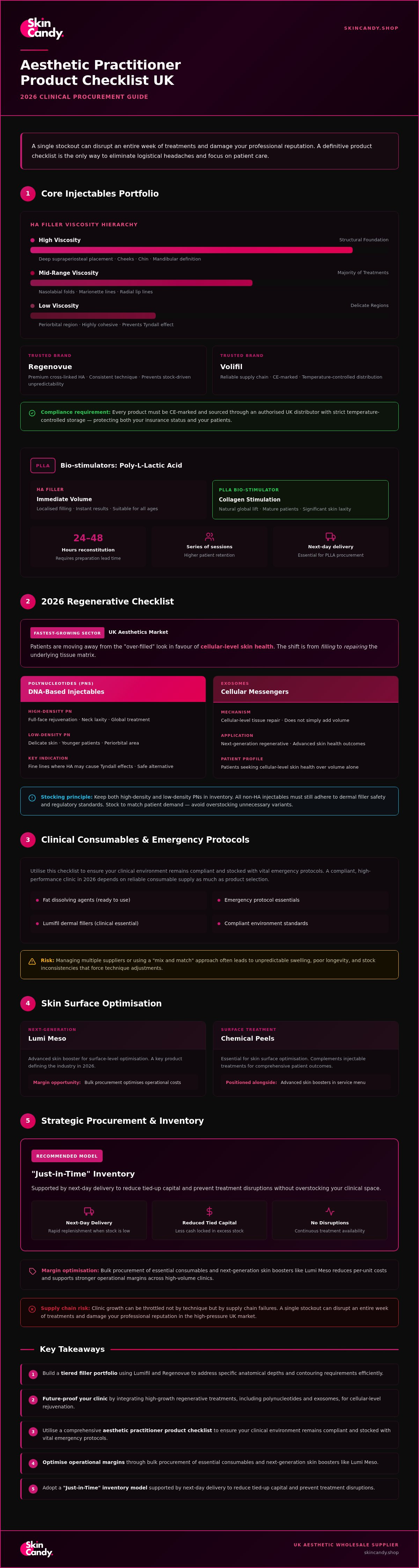 Aesthetic practitioner product checklist UK