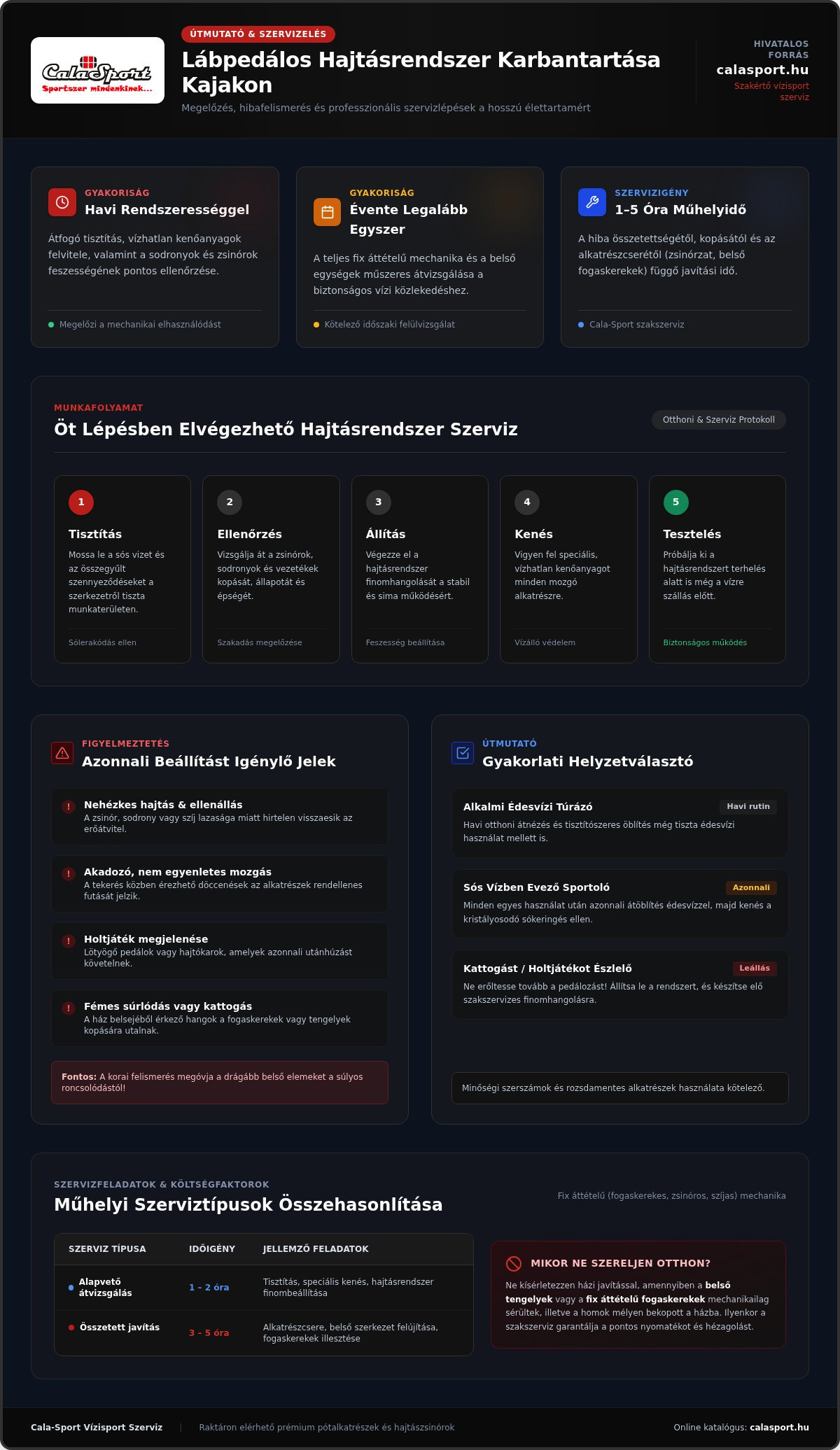 Lábpedálos hajtásrendszer karbantartása kajakon