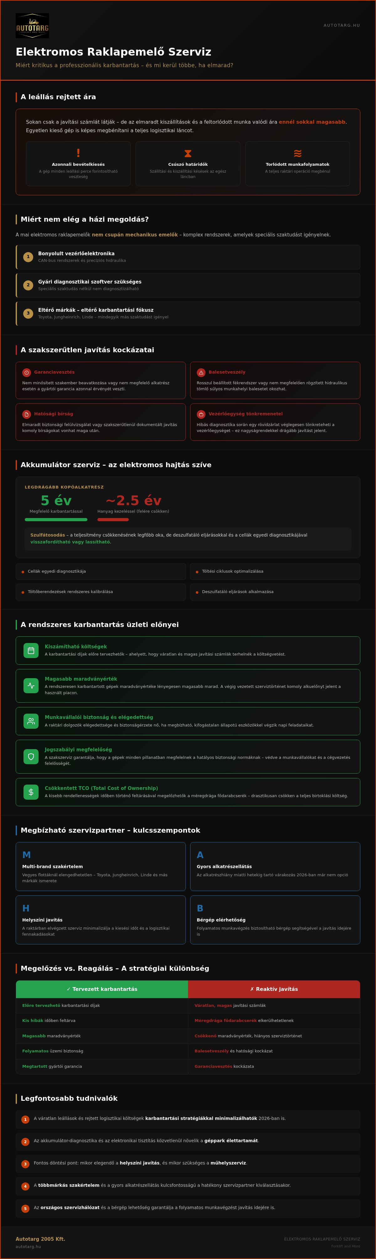 Elektromos raklapemelő szerviz