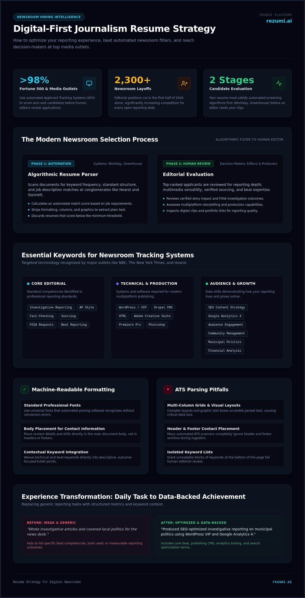 Journalism resume development