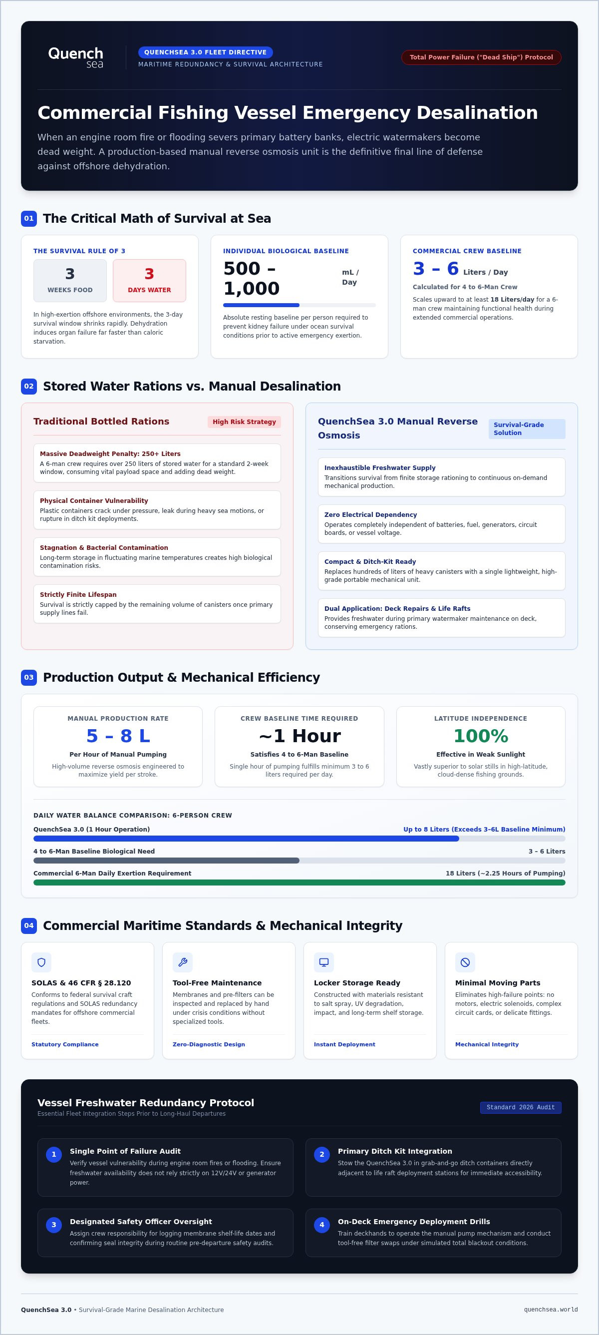Commercial fishing boat emergency watermaker