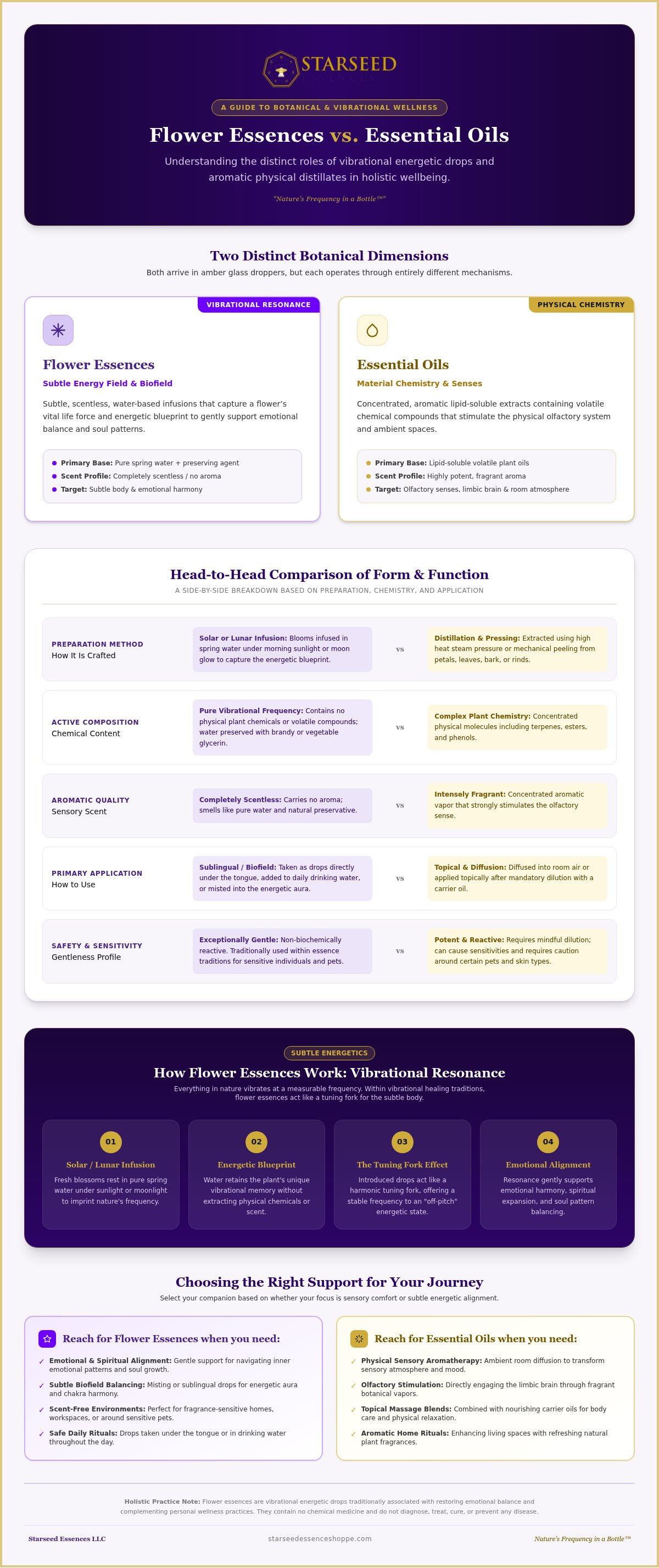 Difference between flower essences and essential oils, what are flower essences, what are essential oils, flower essence vs essential oil, and how do flower essences work.