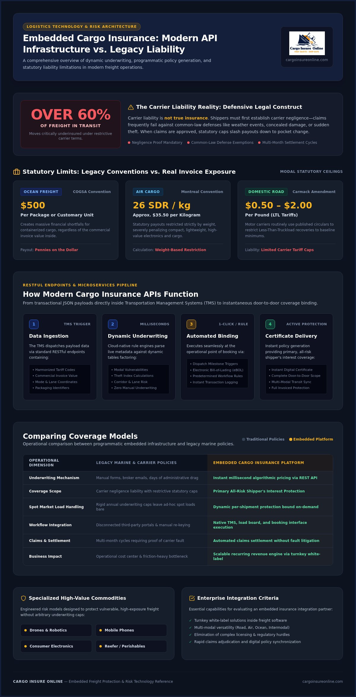Embedded cargo insurance platform