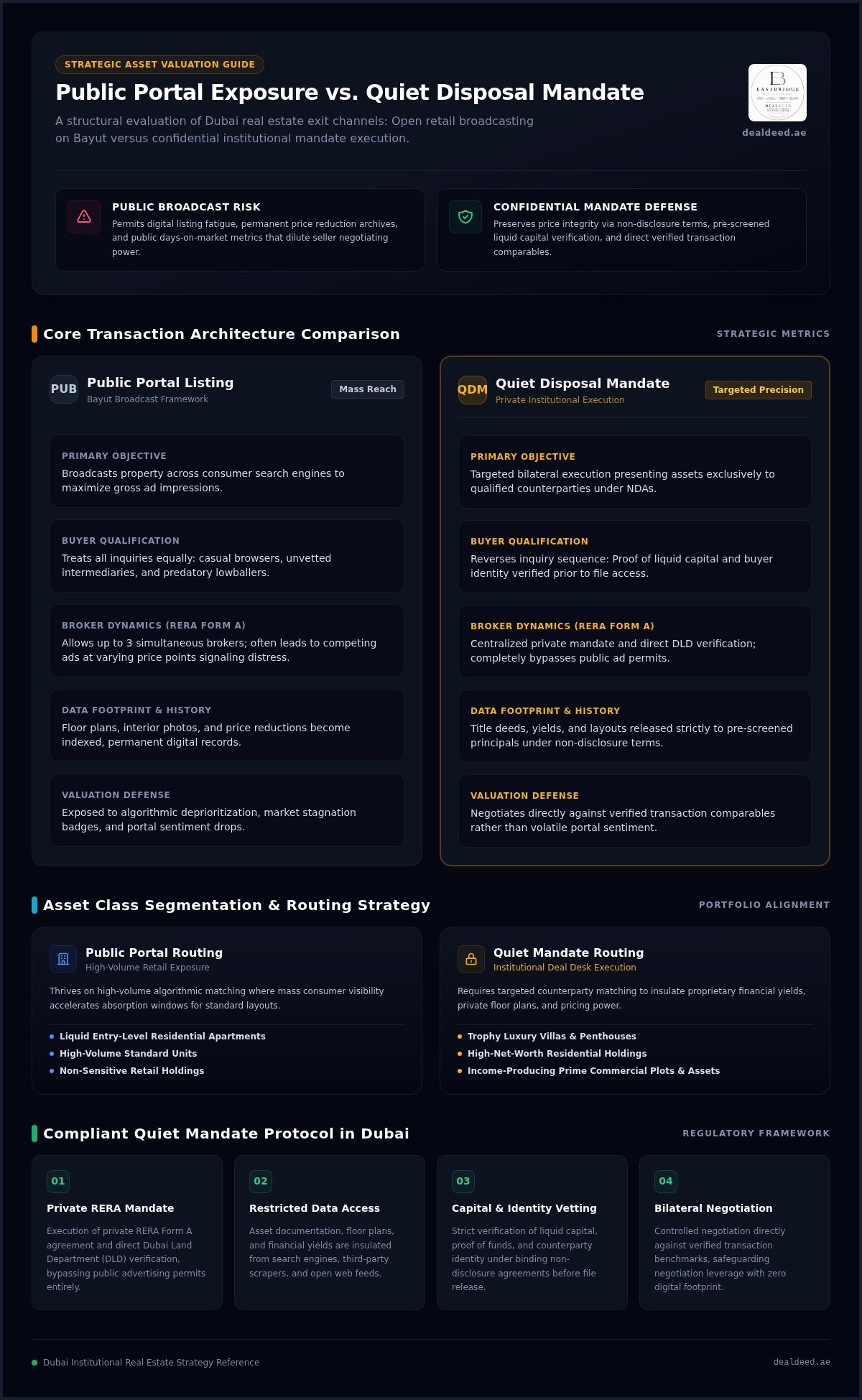 Listing on Bayut vs quiet disposal mandate Dubai real estate