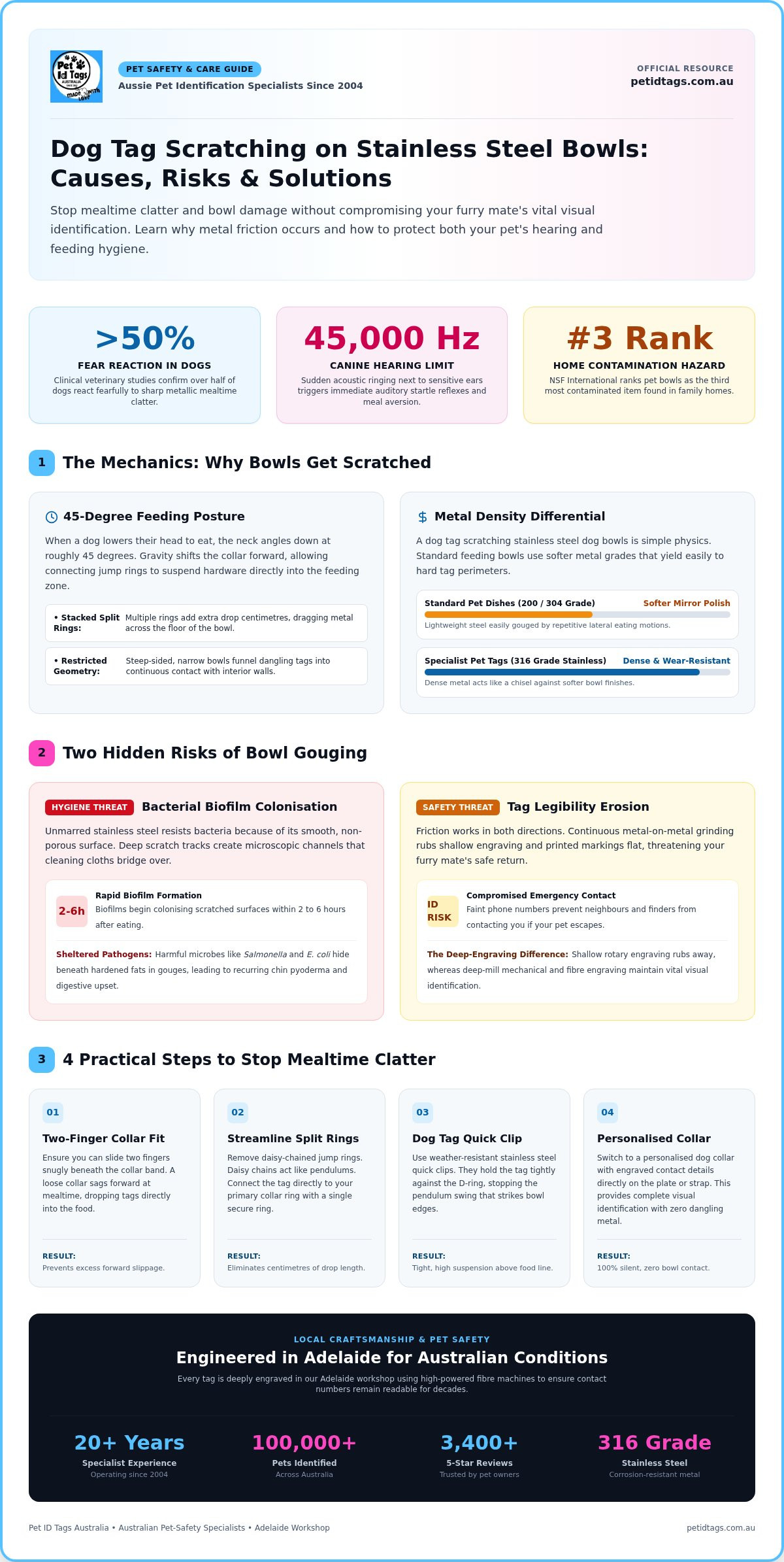 Dog tag scratching stainless steel dog bowl