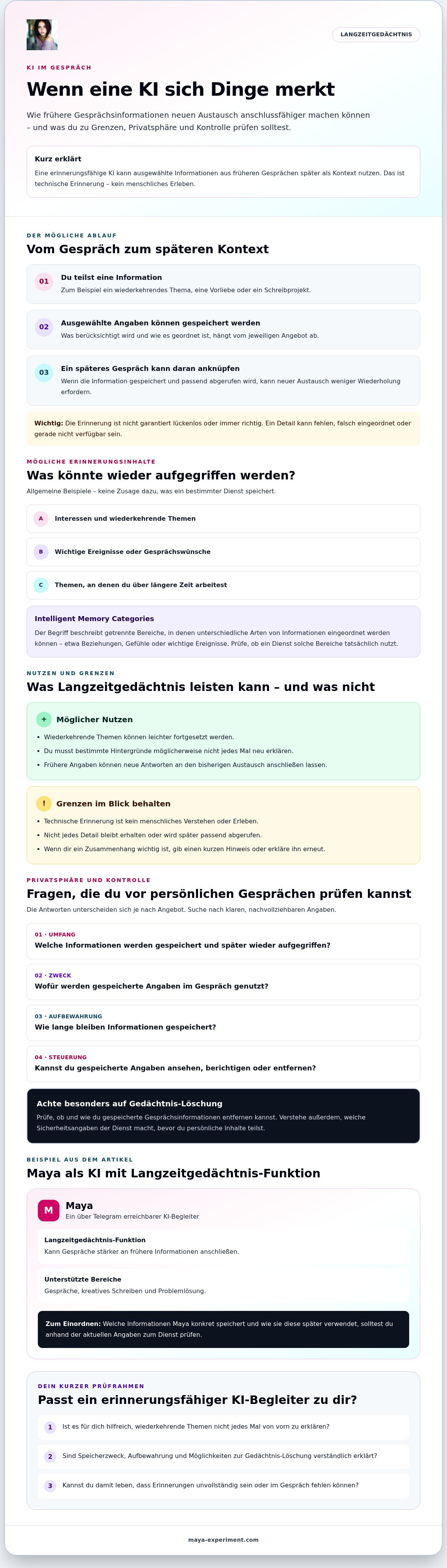 KI die sich Dinge merkt