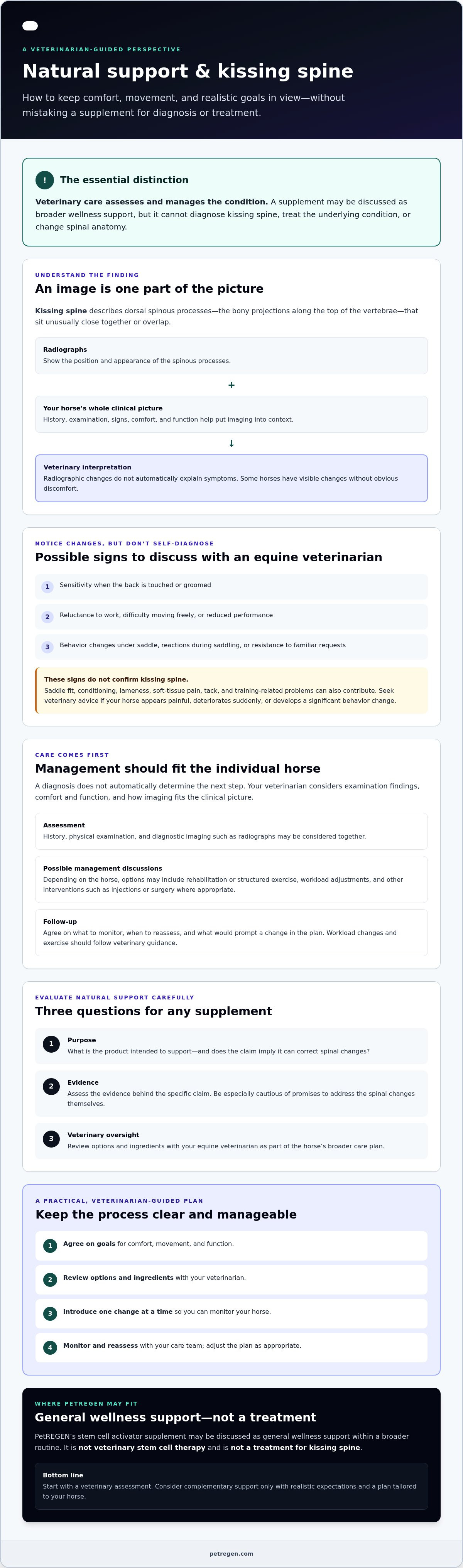 Natural support for horses with kissing spine