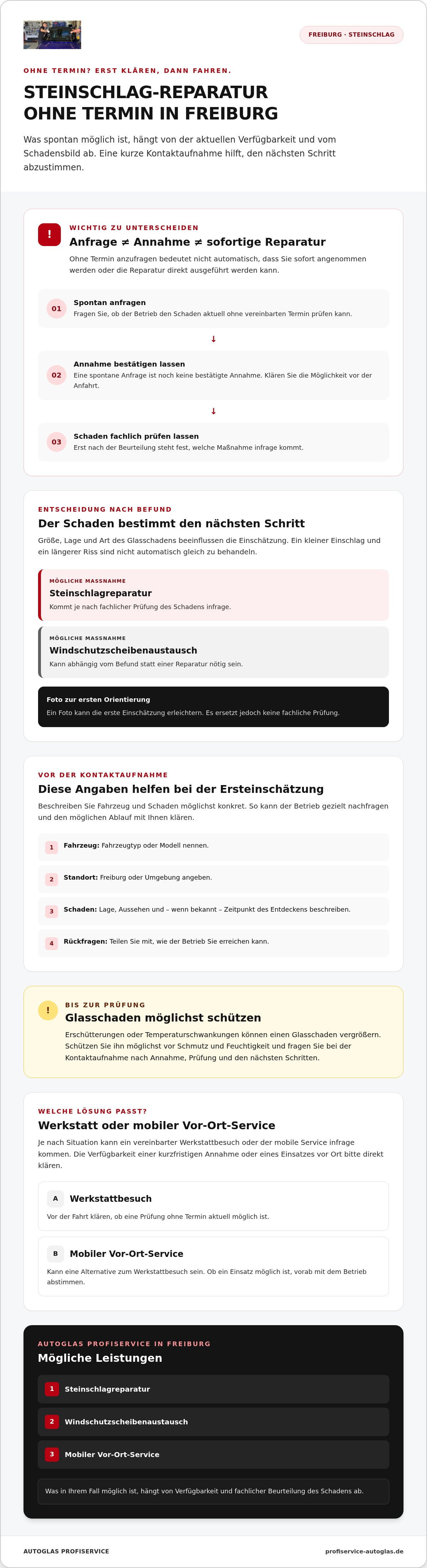 Steinschlag Reparatur ohne Termin Freiburg