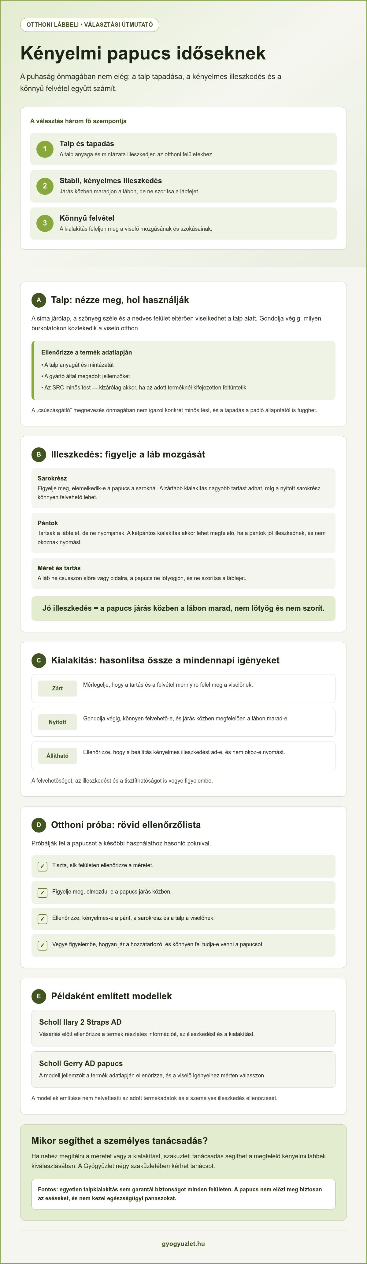 Csúszásmentes kényelmi papucs időseknek