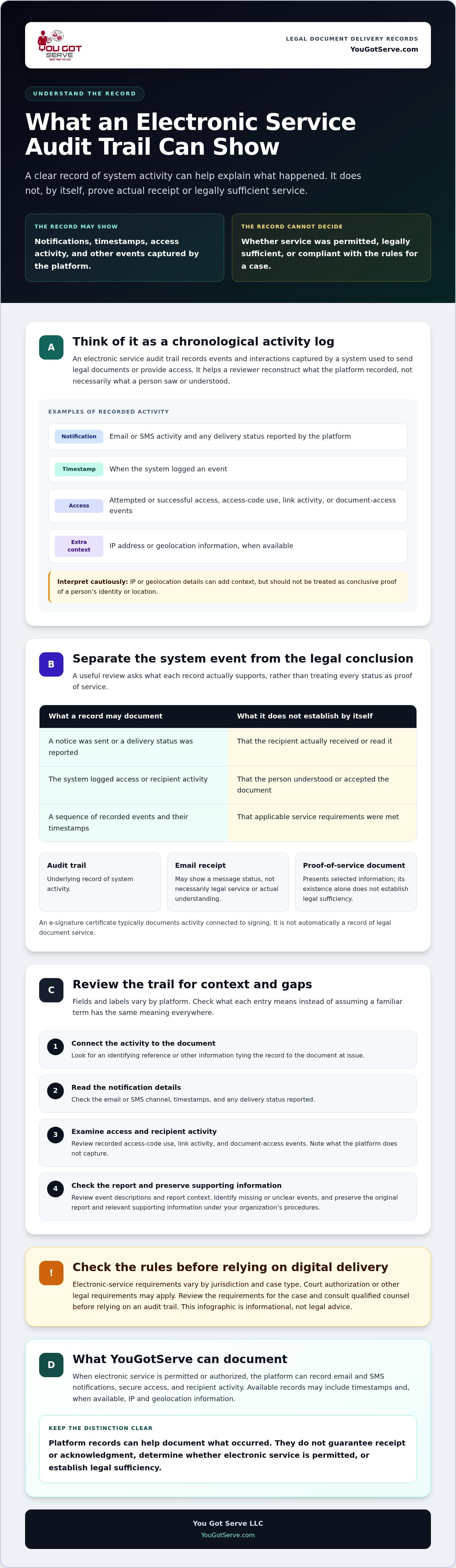Electronic service audit trail