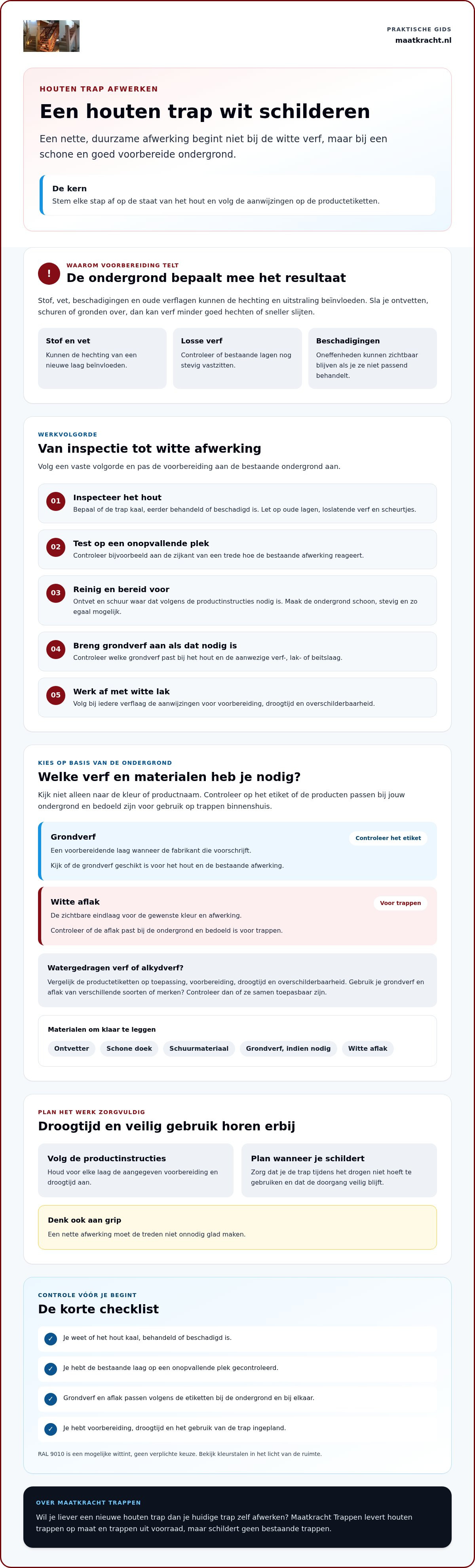 Witte houten trap