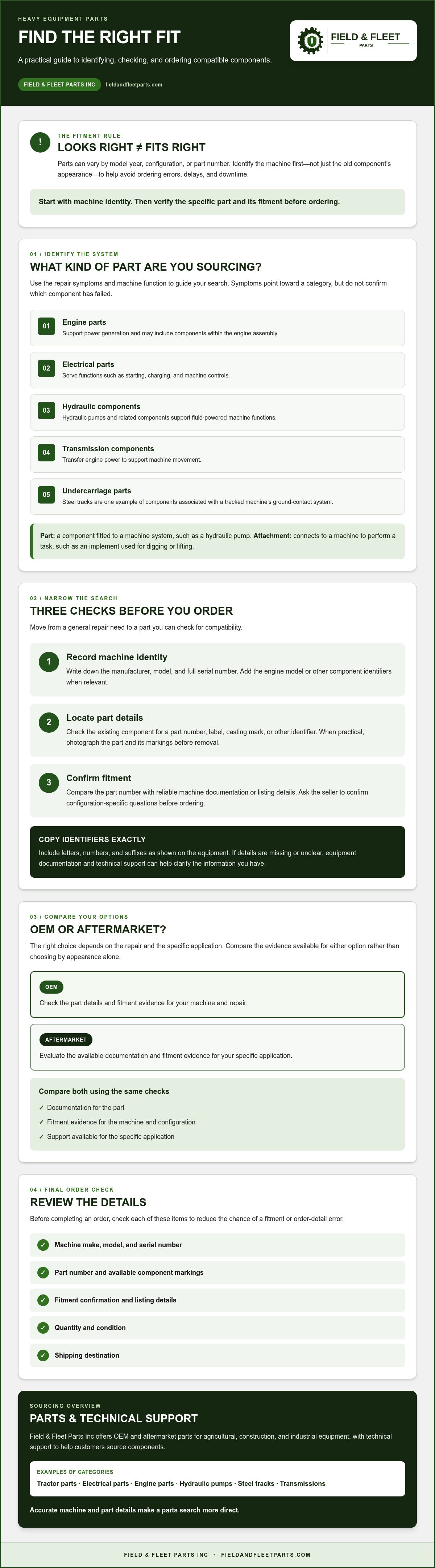Heavy equipment parts